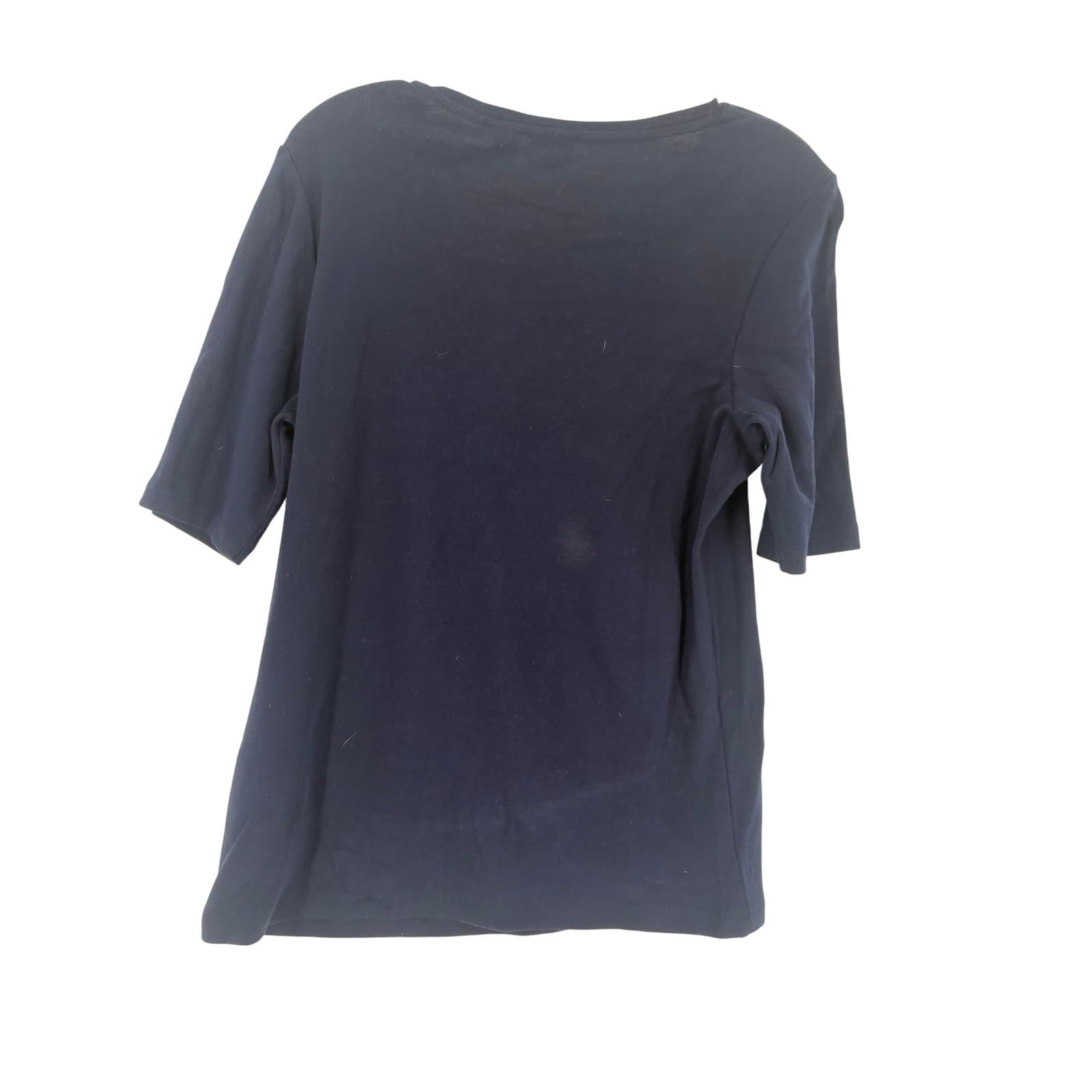 Chicos Navy Blue 3/4 Sleeve Crew Neck Tunic Top Size 1 - Thumbnail 2