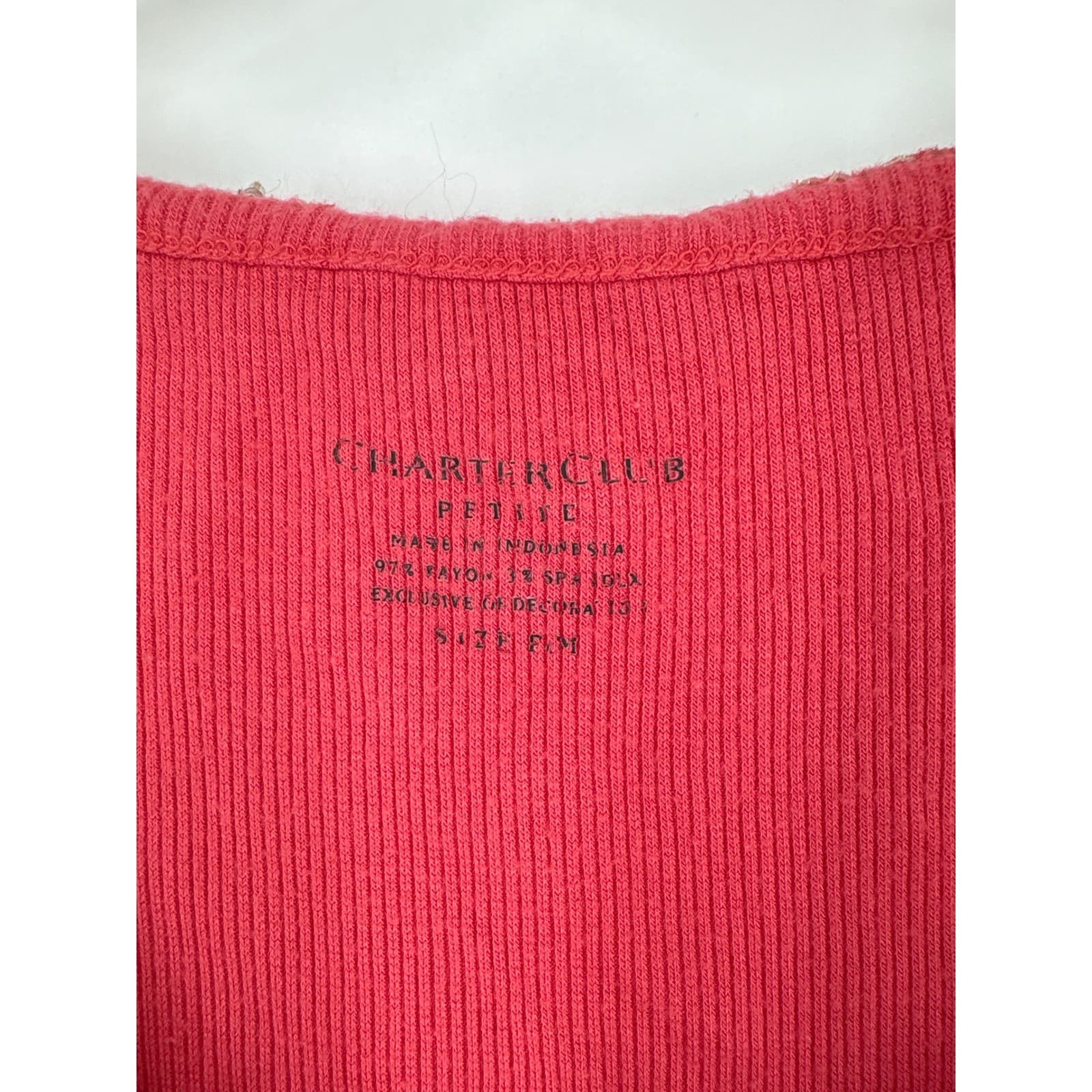 Charter Club Petite Pink Ribbed Tank Top Beaded Sleeveless Casual Cute - Thumbnail 2