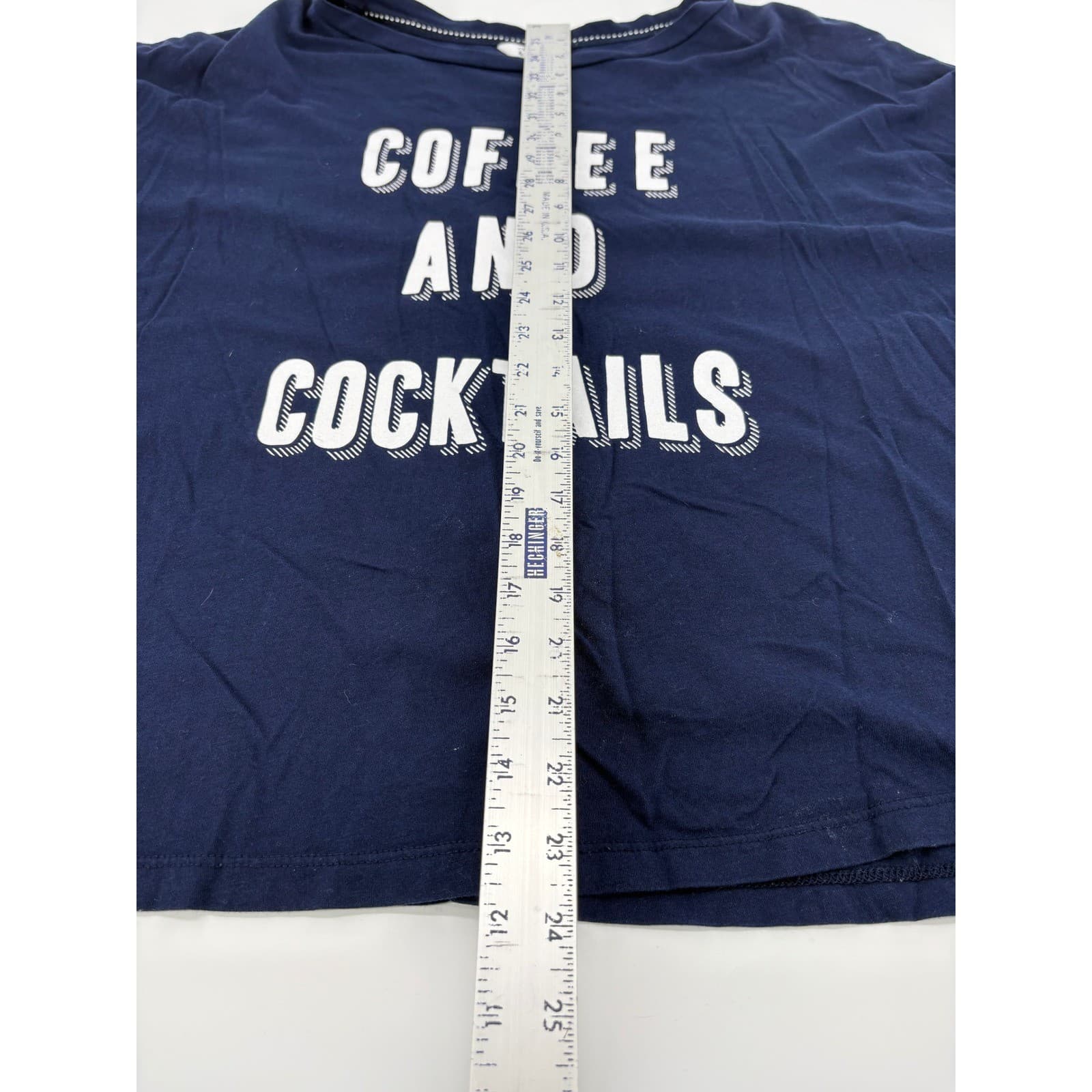 Crown & Ivy Navy Coffee and Cocktails T-Shirt Women's Top - Thumbnail 5