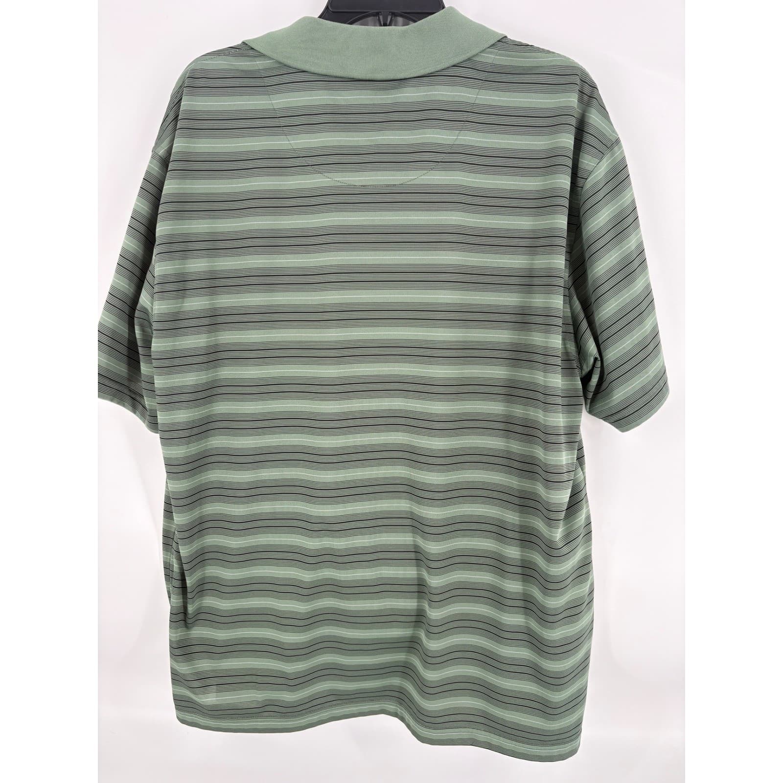 Grand Slam Performance Polo Shirt Mens XL Sage Green Striped Short Sleeve - Thumbnail 2