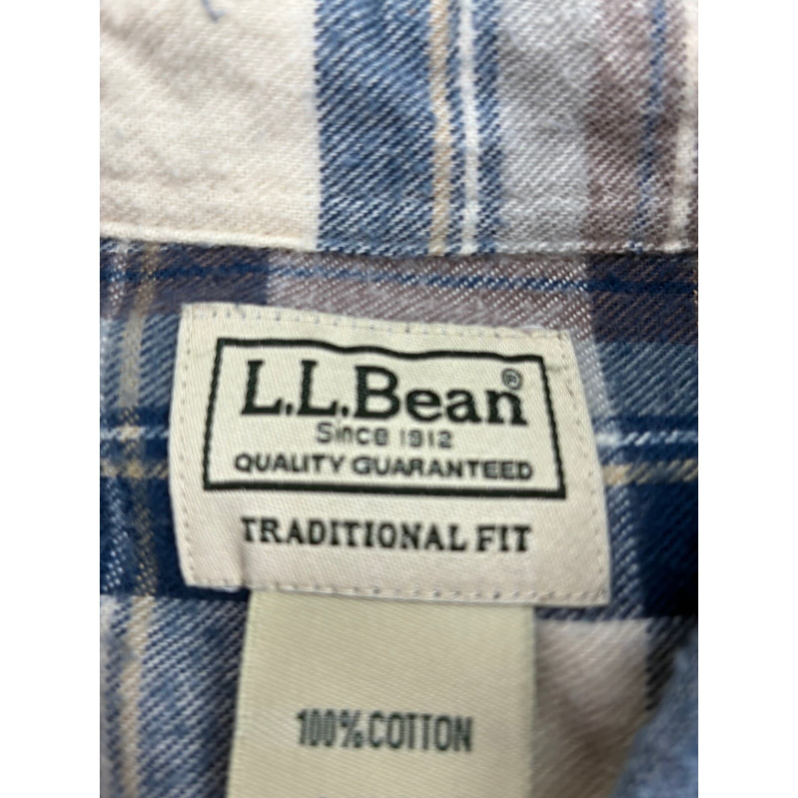 L.L. Bean Shirt Mens L Button Down Plaid Blue Brown Traditional Fit 228061 - Thumbnail 3