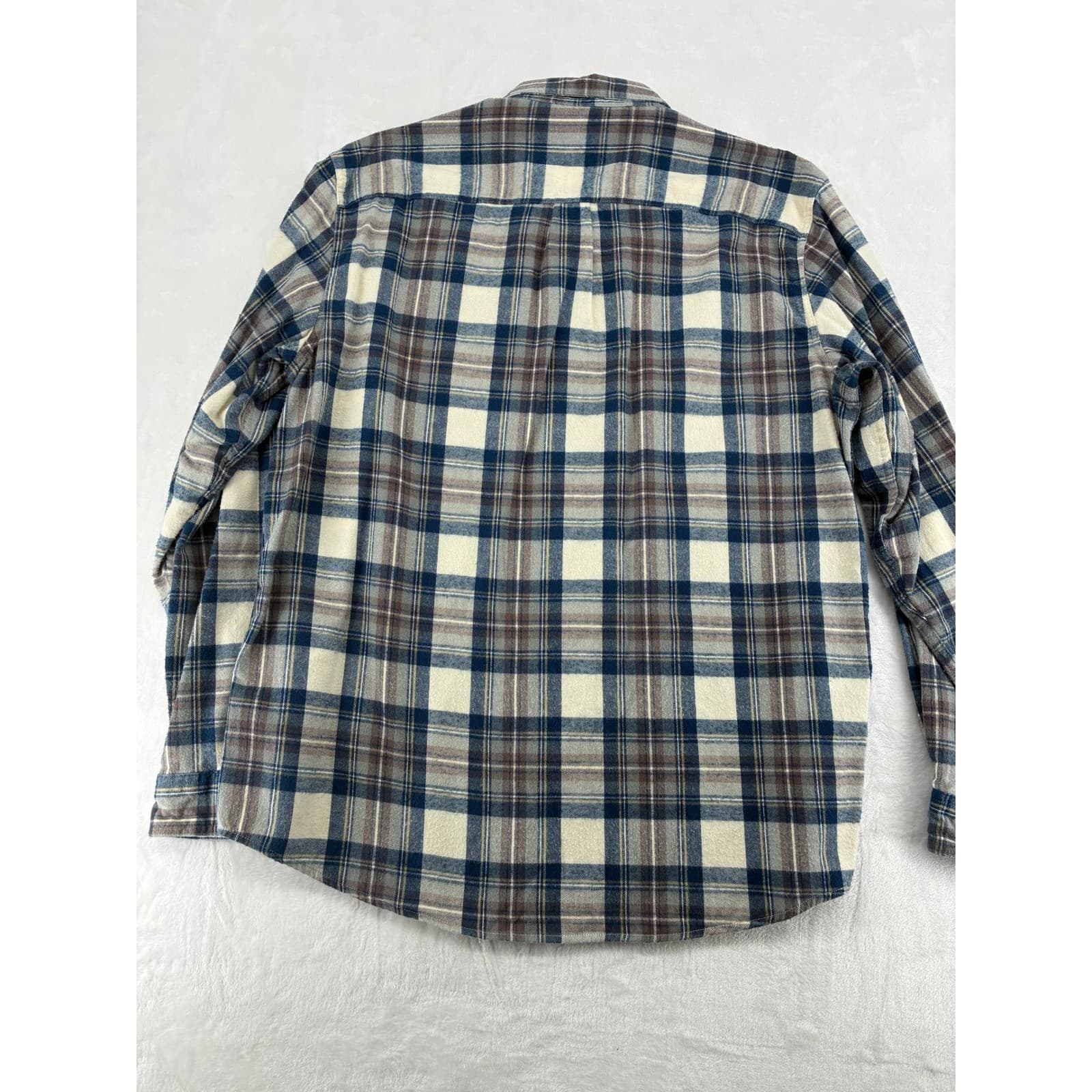 L.L. Bean Shirt Mens L Button Down Plaid Blue Brown Traditional Fit 228061 - Thumbnail 8
