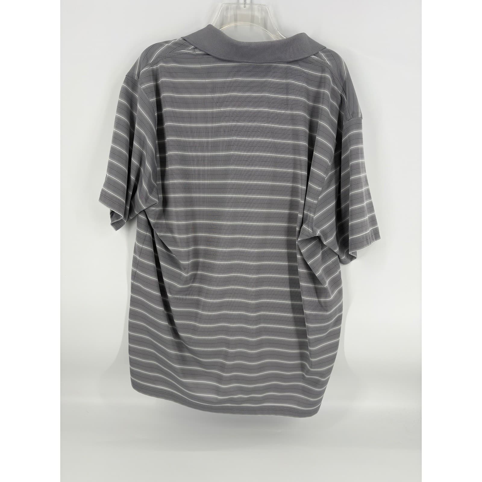 Pro Tour Cool Play Men's XL Gray Striped Short Sleeve Golf Polo Shirt - Thumbnail 3