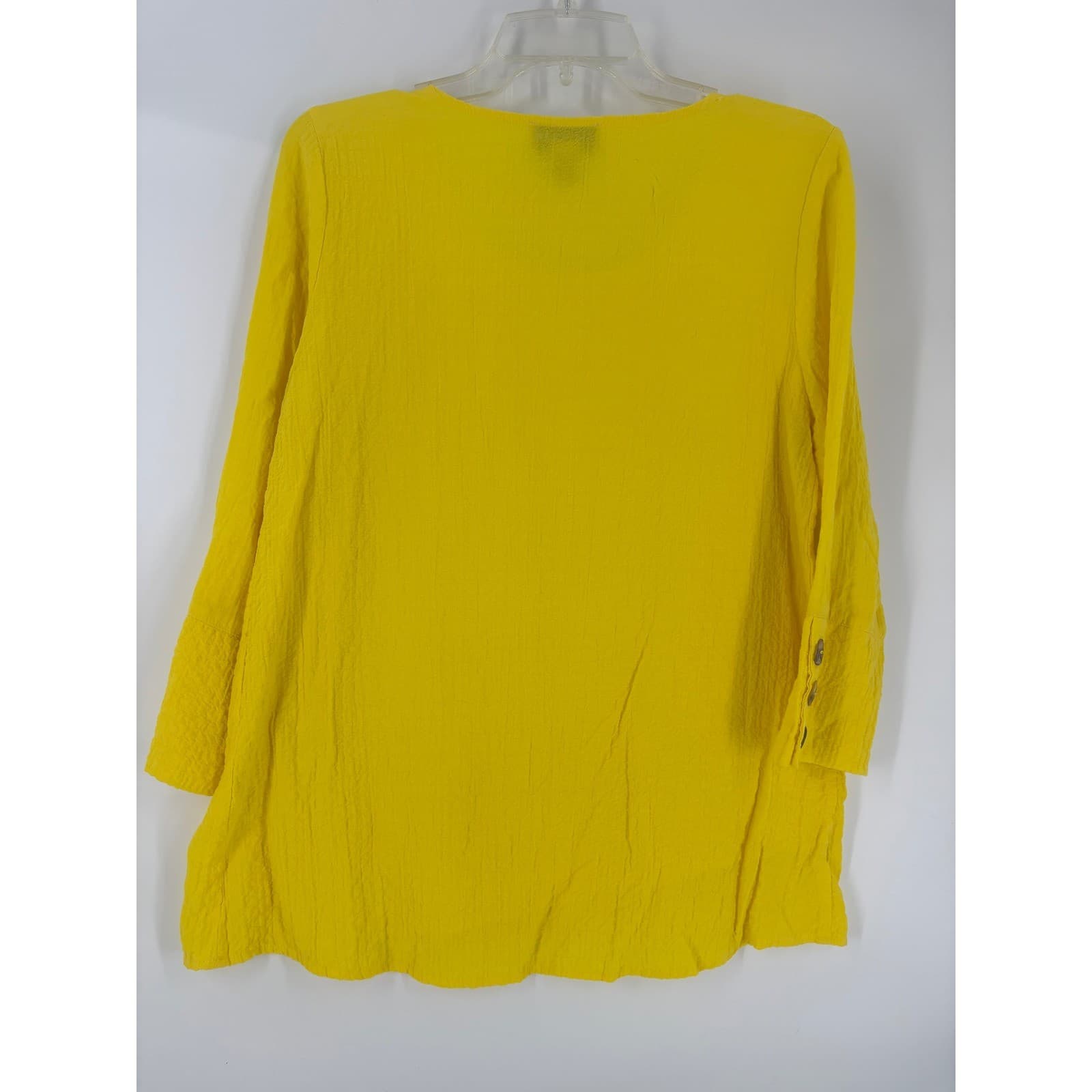 Peck & Peck Women's Yellow Rayon Polyester Blend V-Neck Top Size S - Thumbnail 2