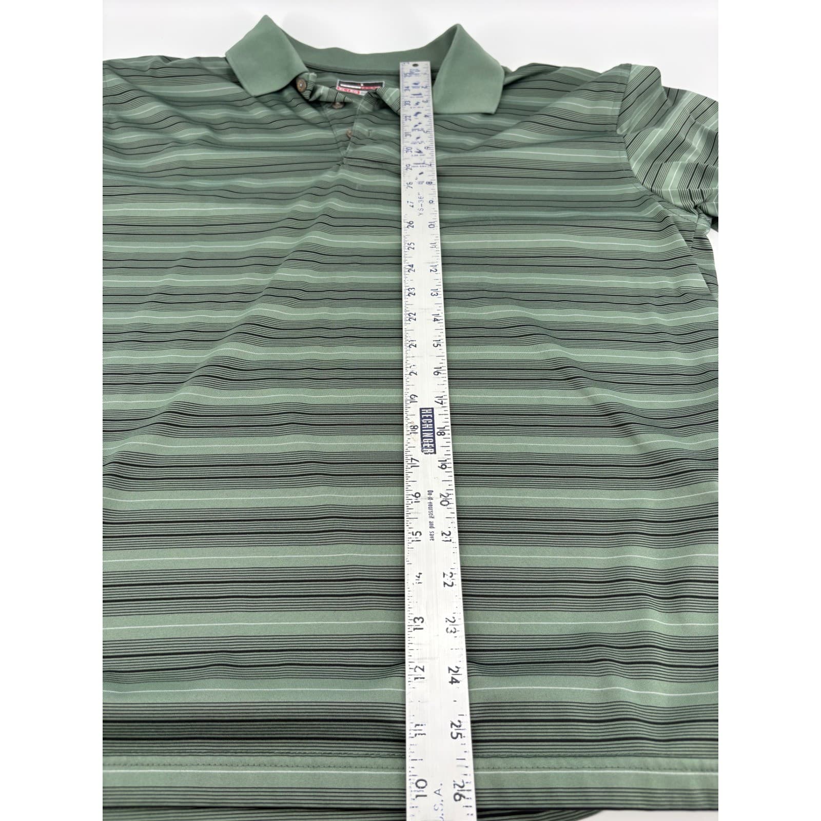 Grand Slam Performance Polo Shirt Mens XL Sage Green Striped Short Sleeve - Thumbnail 5