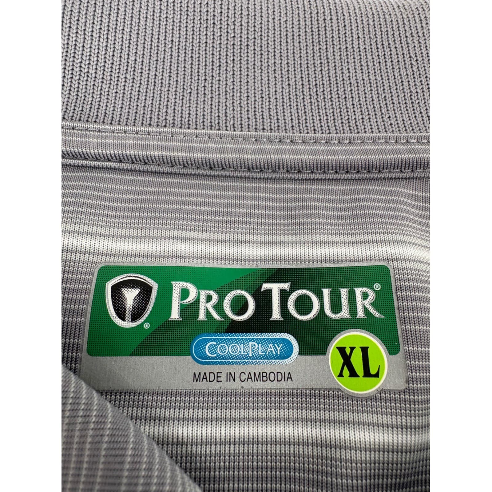 Pro Tour Cool Play Men's XL Gray Striped Short Sleeve Golf Polo Shirt - Thumbnail 4