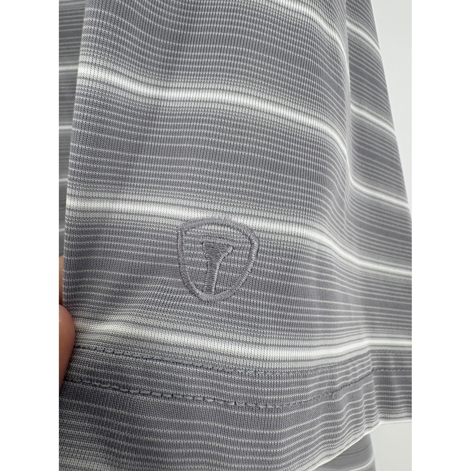Pro Tour Cool Play Men's XL Gray Striped Short Sleeve Golf Polo Shirt - Thumbnail 2