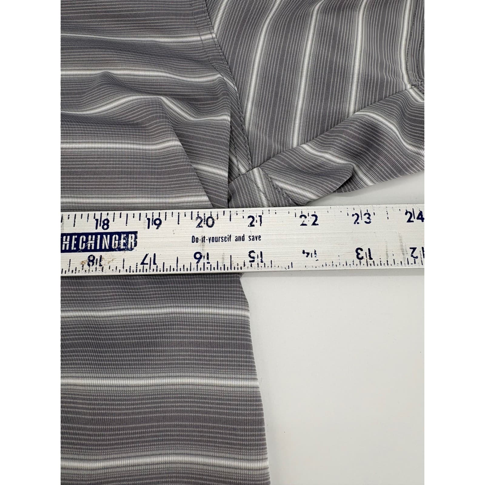 Pro Tour Cool Play Men's XL Gray Striped Short Sleeve Golf Polo Shirt - Thumbnail 5
