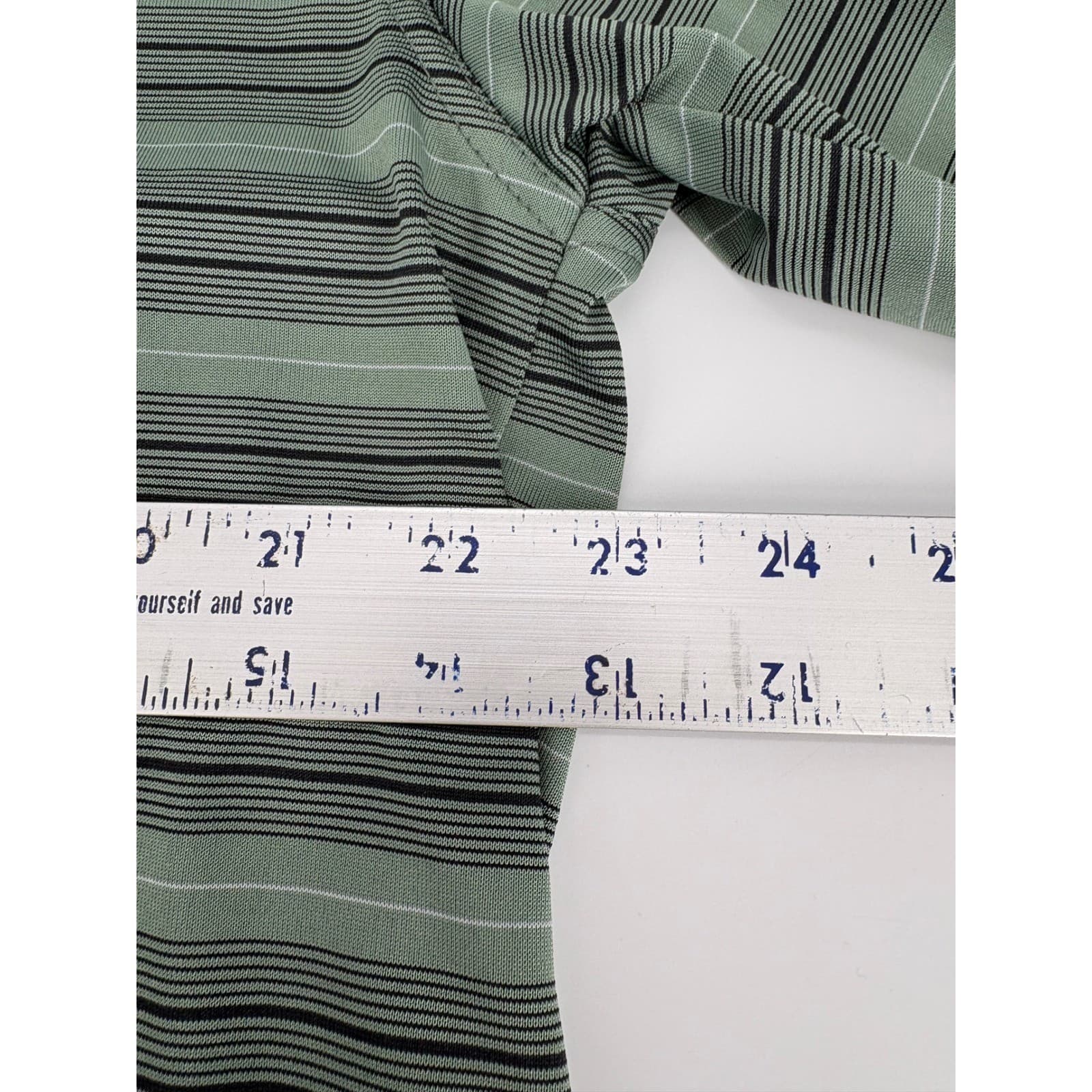 Grand Slam Performance Polo Shirt Mens XL Sage Green Striped Short Sleeve - Thumbnail 4
