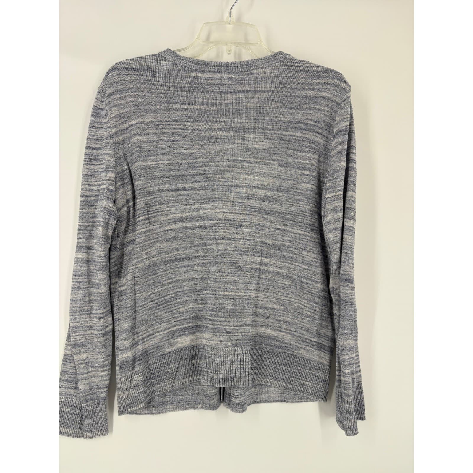Croft & Barrow Womens Cardigan Sweater Gray Blue Marled Knit Button Front Size M - Thumbnail 2