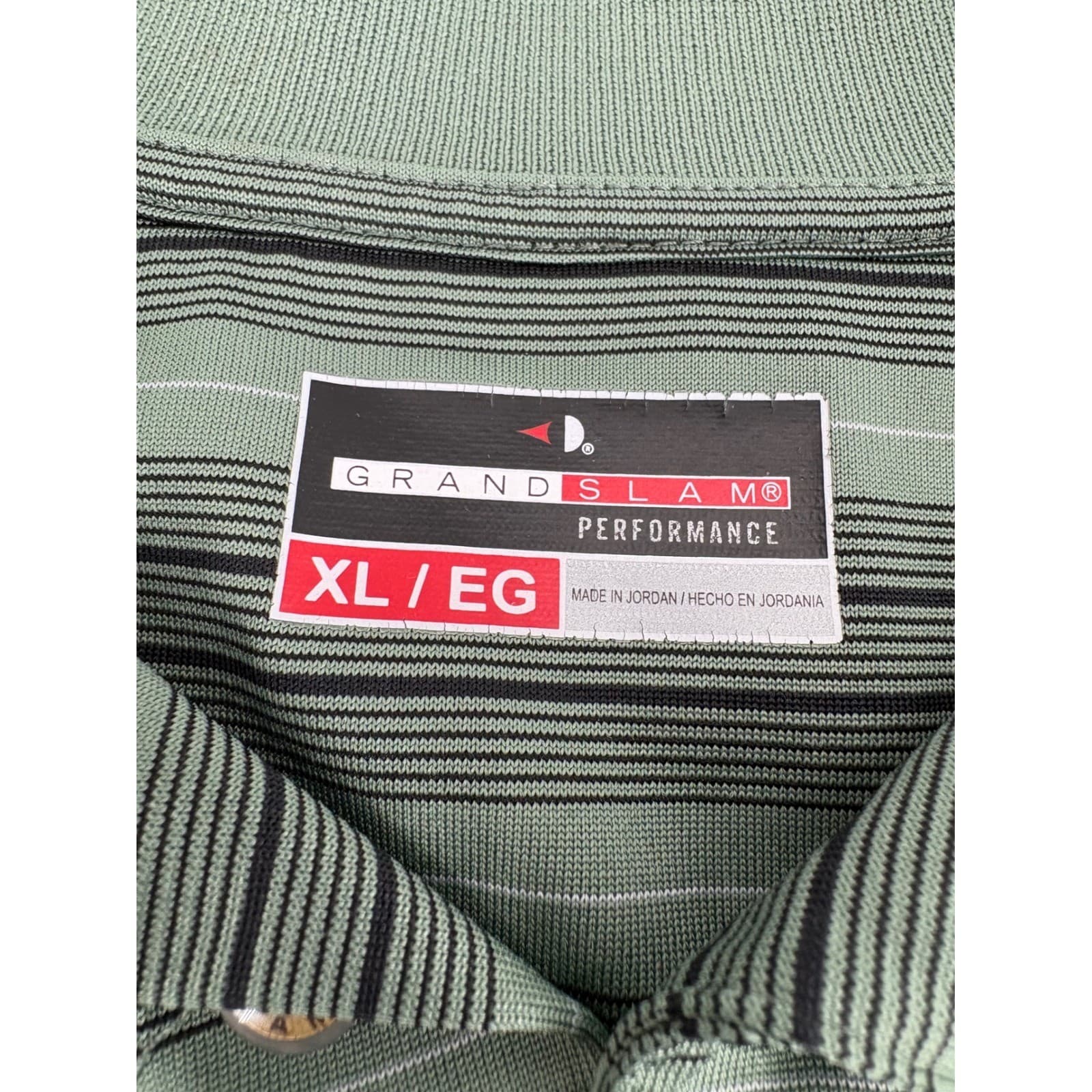 Grand Slam Performance Polo Shirt Mens XL Sage Green Striped Short Sleeve - Thumbnail 3