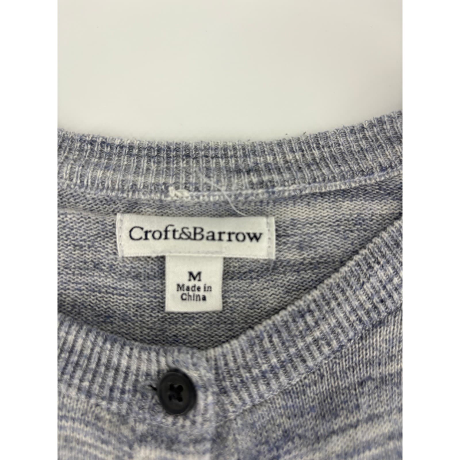 Croft & Barrow Womens Cardigan Sweater Gray Blue Marled Knit Button Front Size M - Thumbnail 3