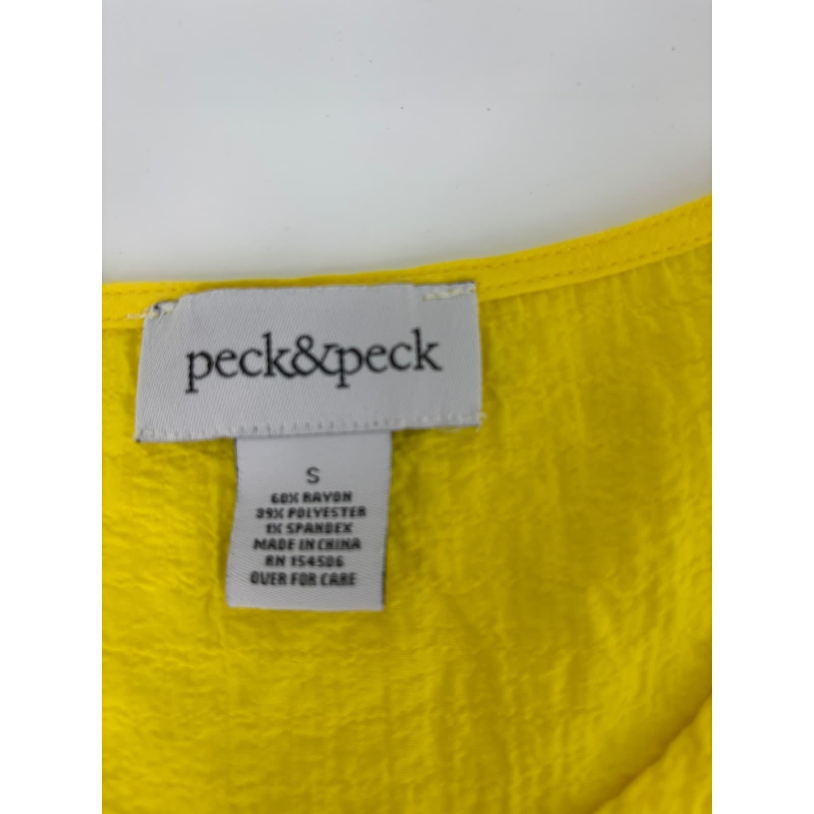Peck & Peck Women's Yellow Rayon Polyester Blend V-Neck Top Size S - Thumbnail 3