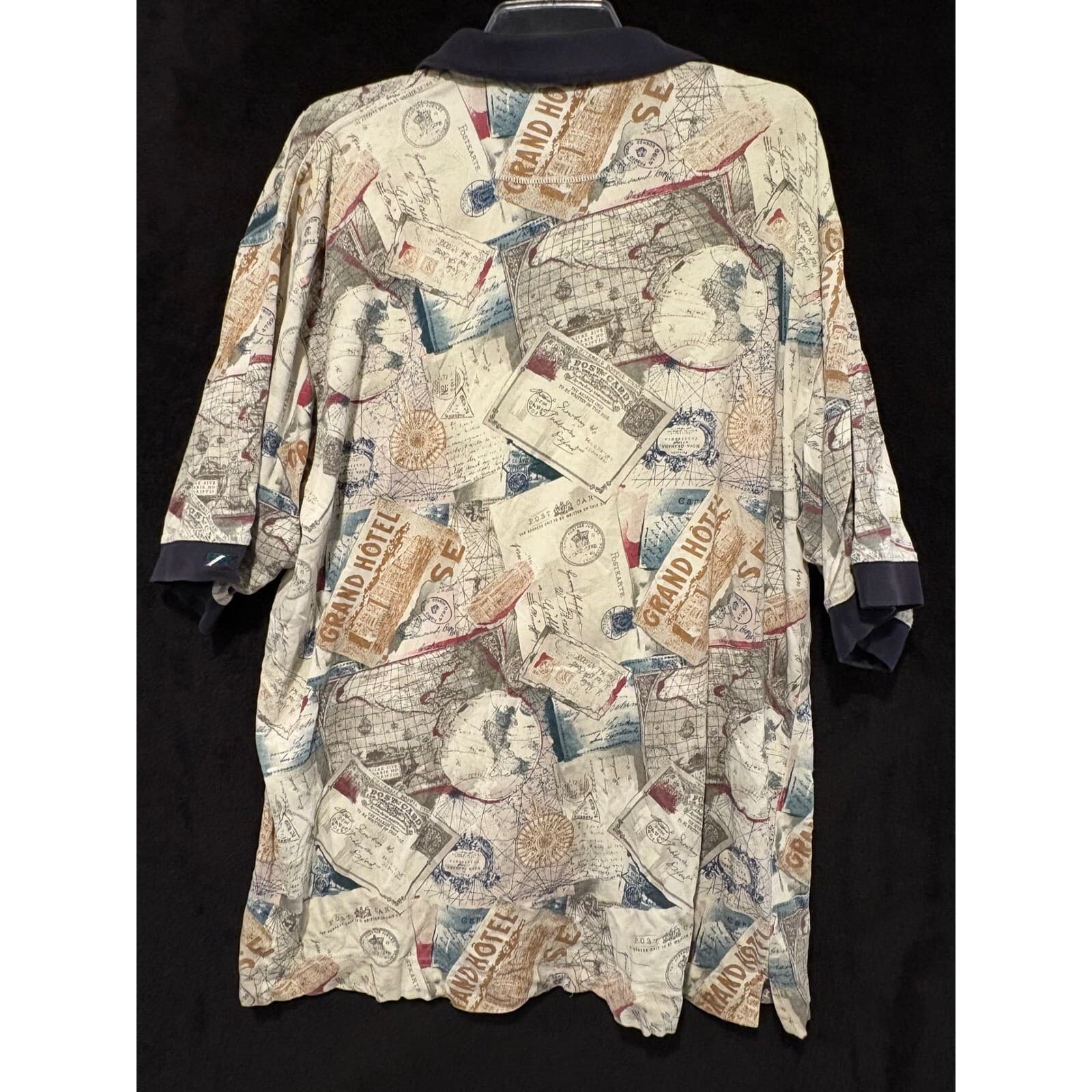 Cutter & Buck Polo Mens L Novelty Grand Hotel Postcard Print Cotton Large - Thumbnail 5