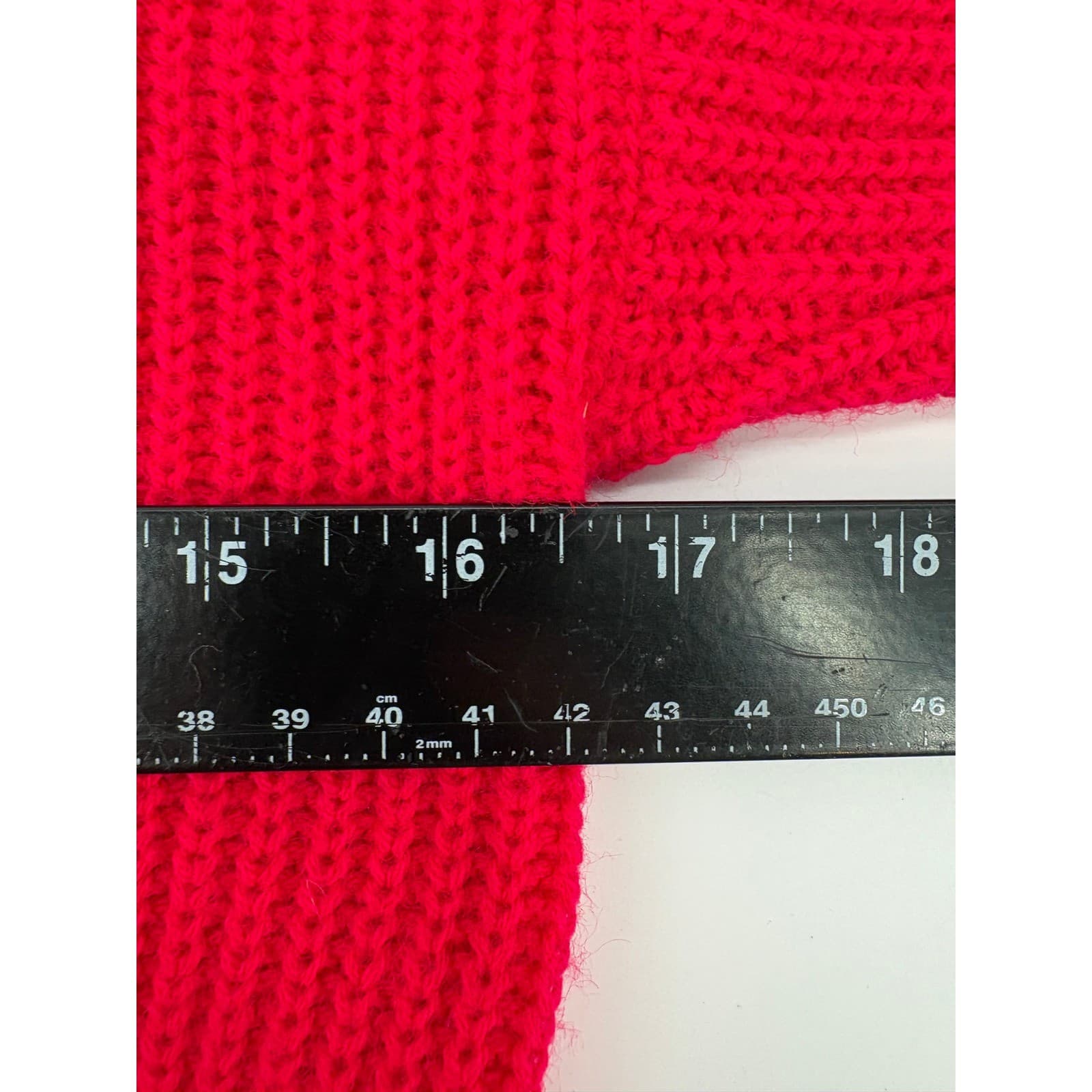 Moon Apples Red V Neck Knit Sweater 34 Sleeve Made in USA Size Large - Thumbnail 5