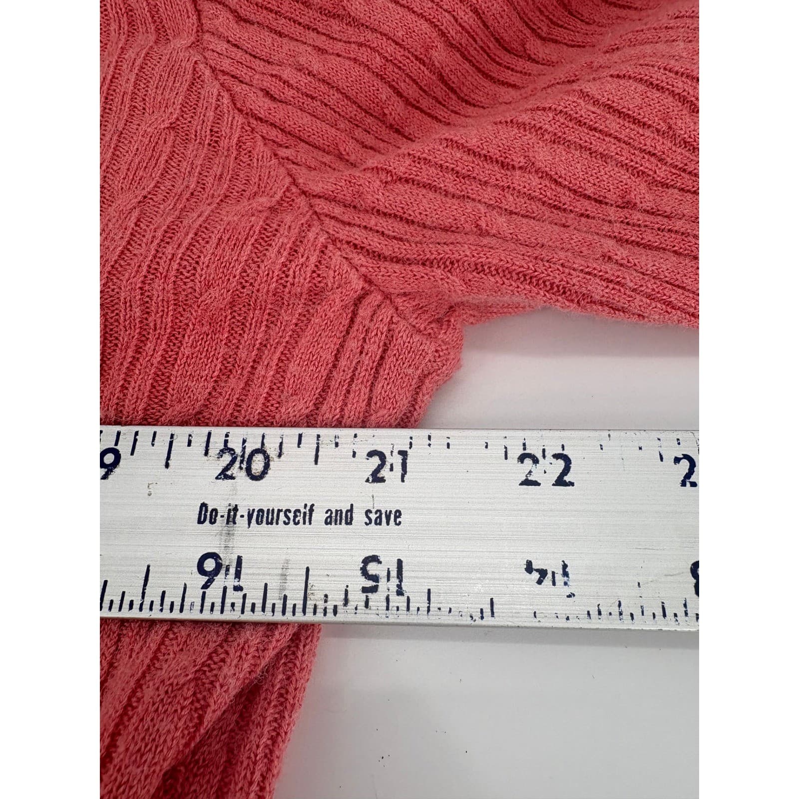 Caribbean Joe XL Full Zip Hoodie Coral Pink Ribbed Knit Sweater Jacket - Thumbnail 4