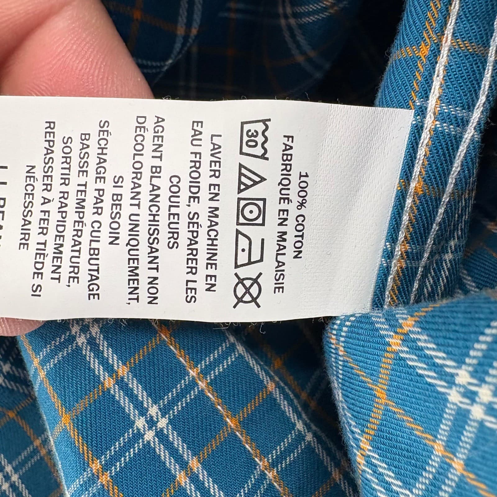 L.L. Bean Shirt Mens L Button Down Plaid Blue Green Traditional Fit Set of 2 - Thumbnail 4