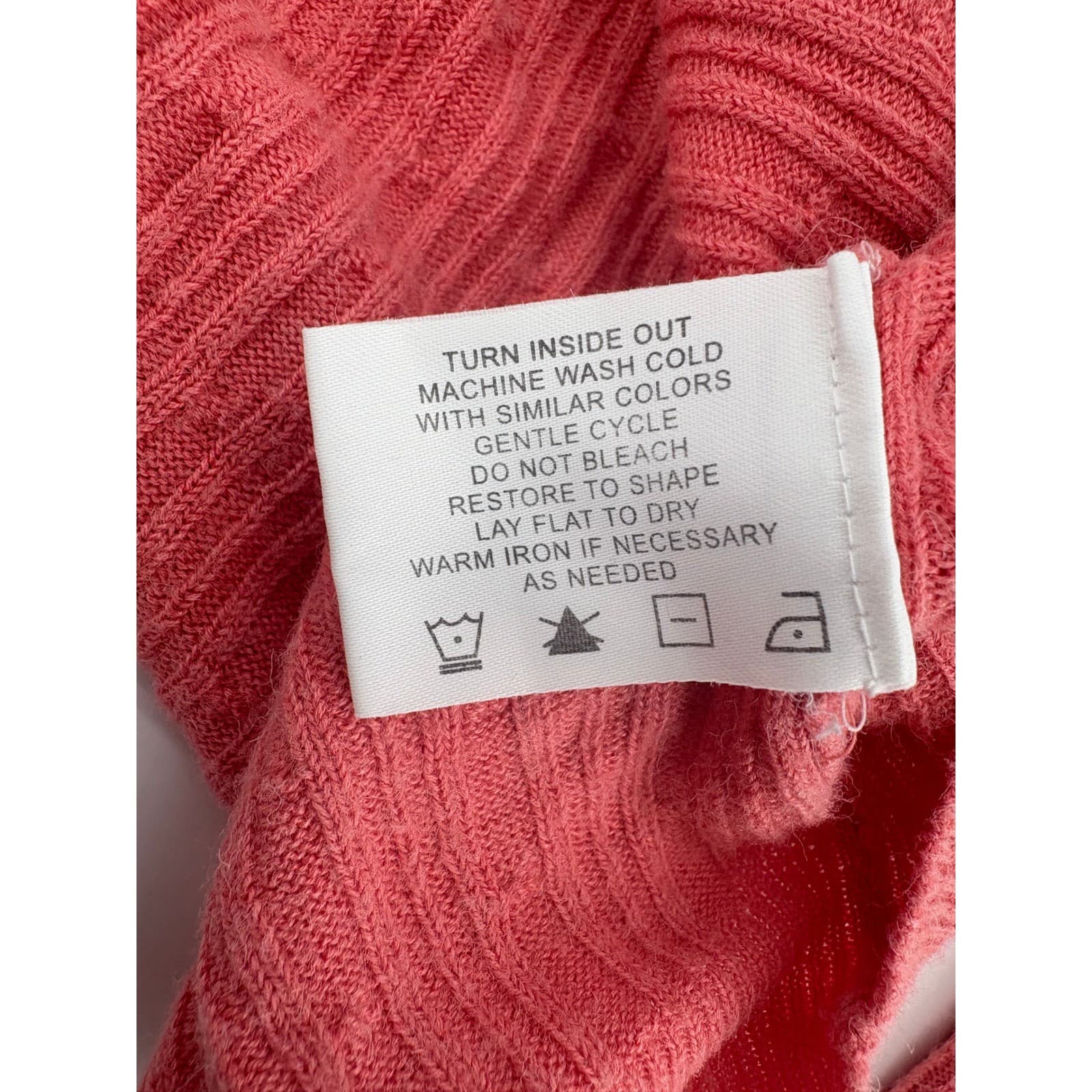 Caribbean Joe XL Full Zip Hoodie Coral Pink Ribbed Knit Sweater Jacket - Thumbnail 5