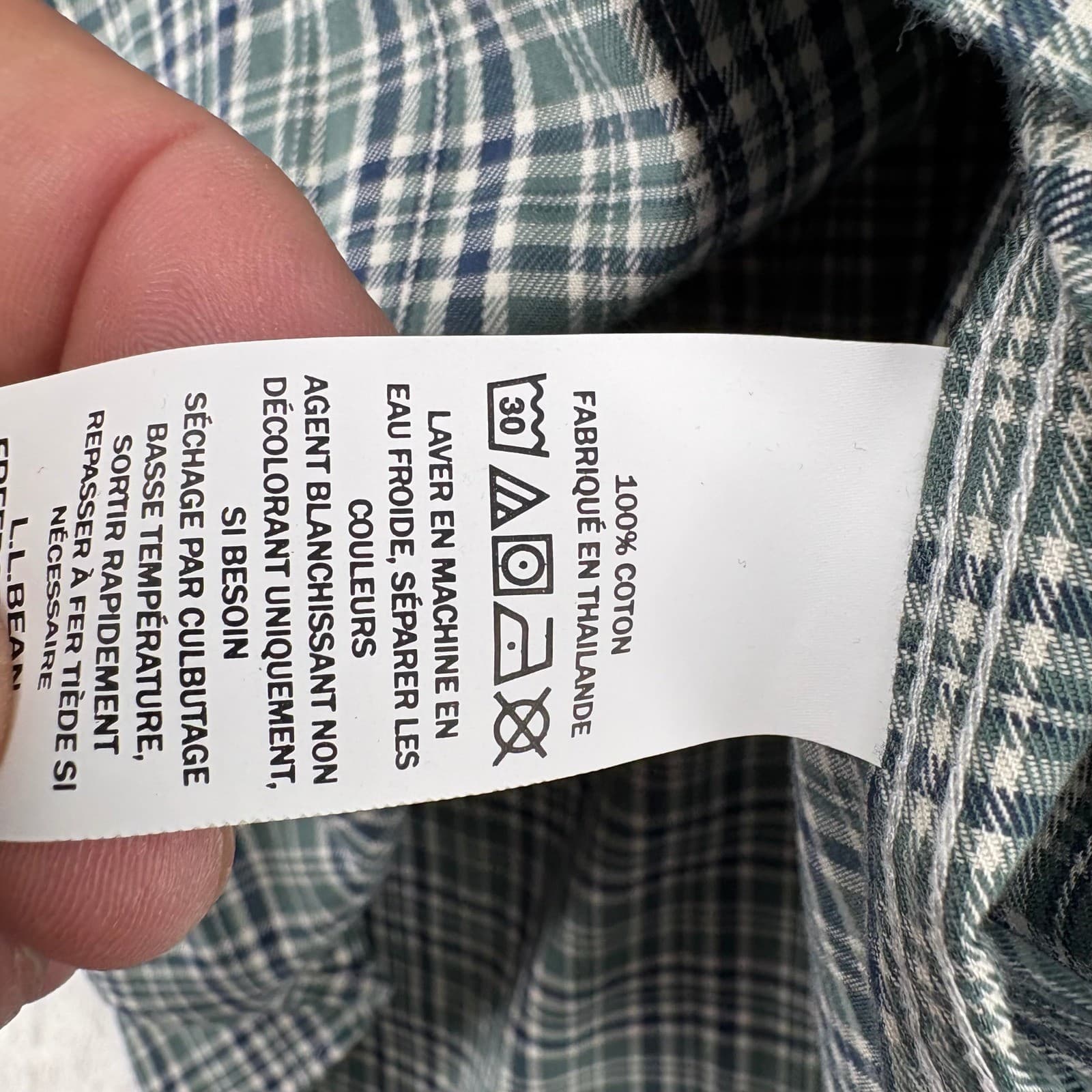 L.L. Bean Shirt Mens L Button Down Plaid Blue Green Traditional Fit Set of 2 - Thumbnail 5