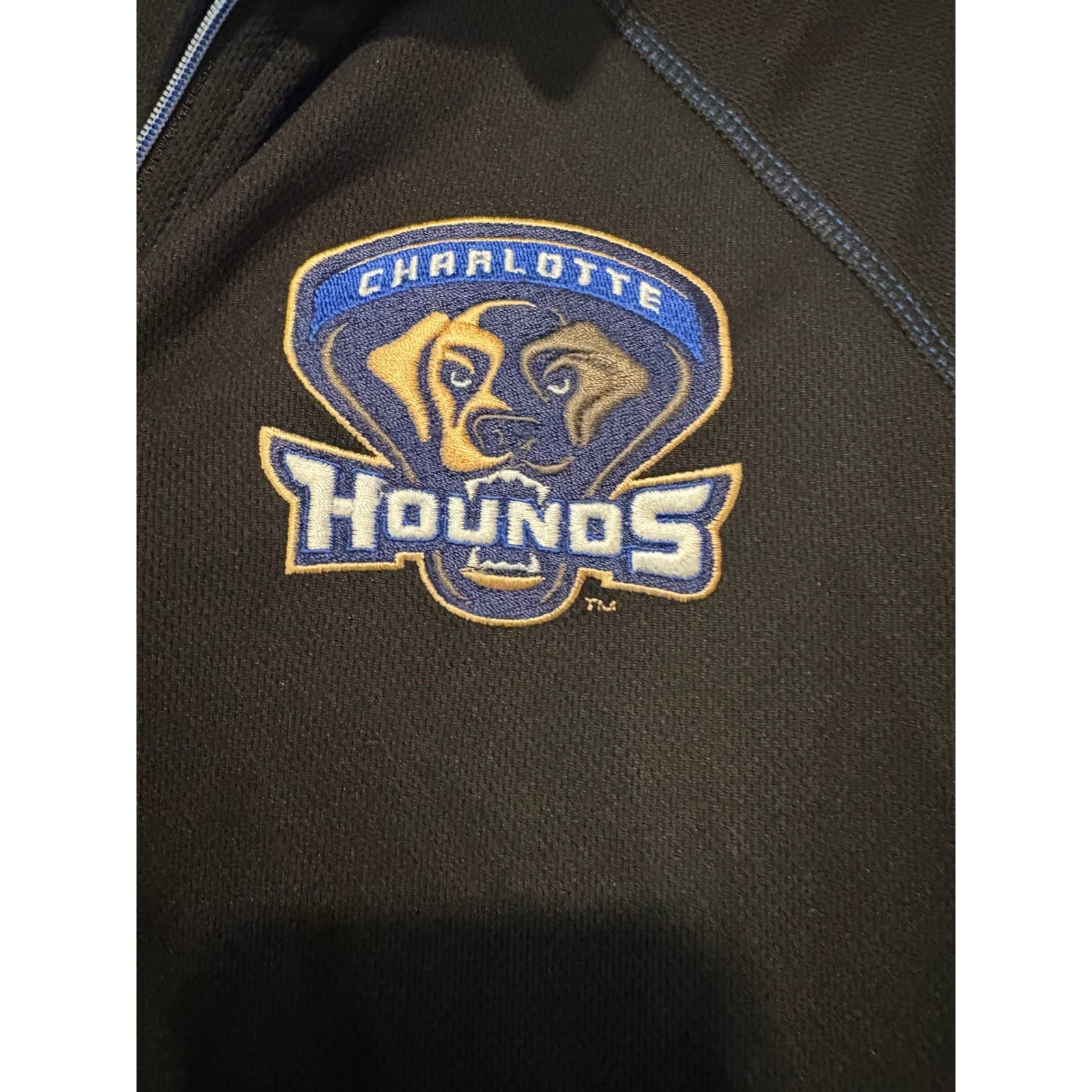 North End Pullover Jacket Charlotte Hounds 1/4 Zip Athletic Black Blue M - Thumbnail 3