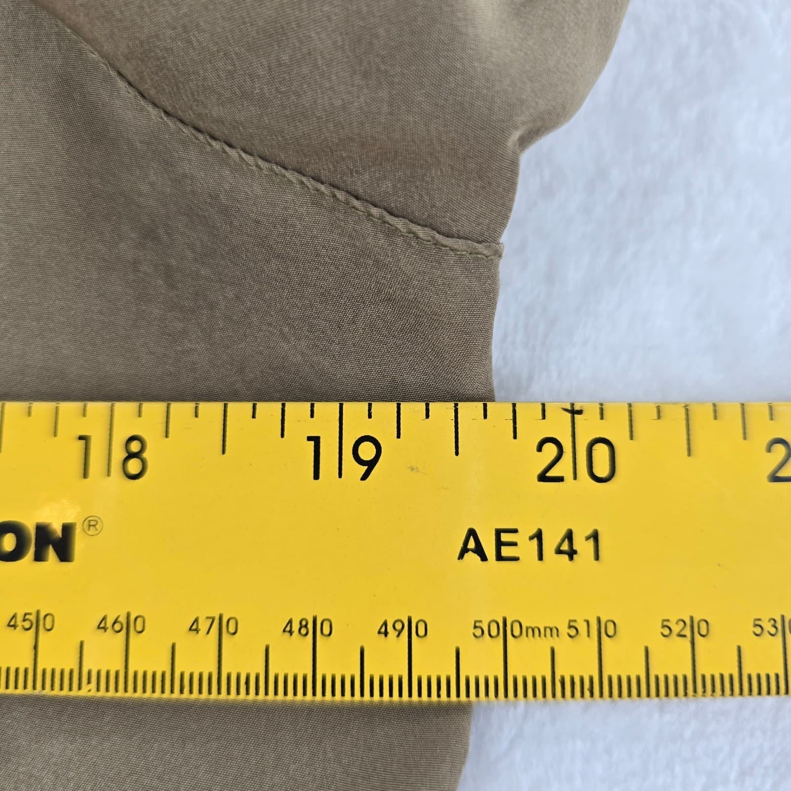 Regina Porter Blouse Womens Button Up Taupe Long Sleeve Puffed Shoulder Vintage - Thumbnail 3