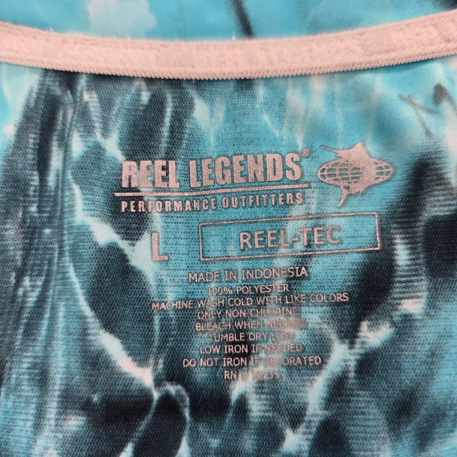 Reel Legends Shirt Womens L Performance Blue Aqua Reel-Tec V-Neck Short Sleeve - Thumbnail 2