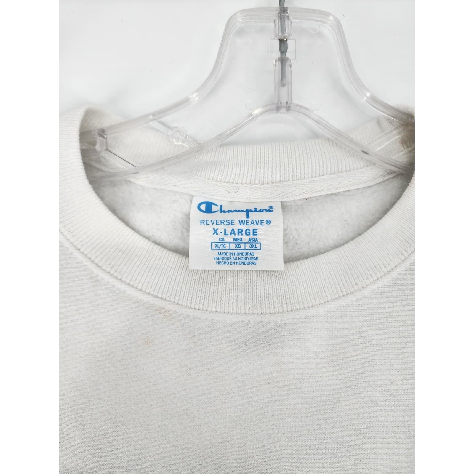 Champion Reverse Weave Crewneck Sweatshirt White Large Logo Spell Out Men's - Thumbnail 4