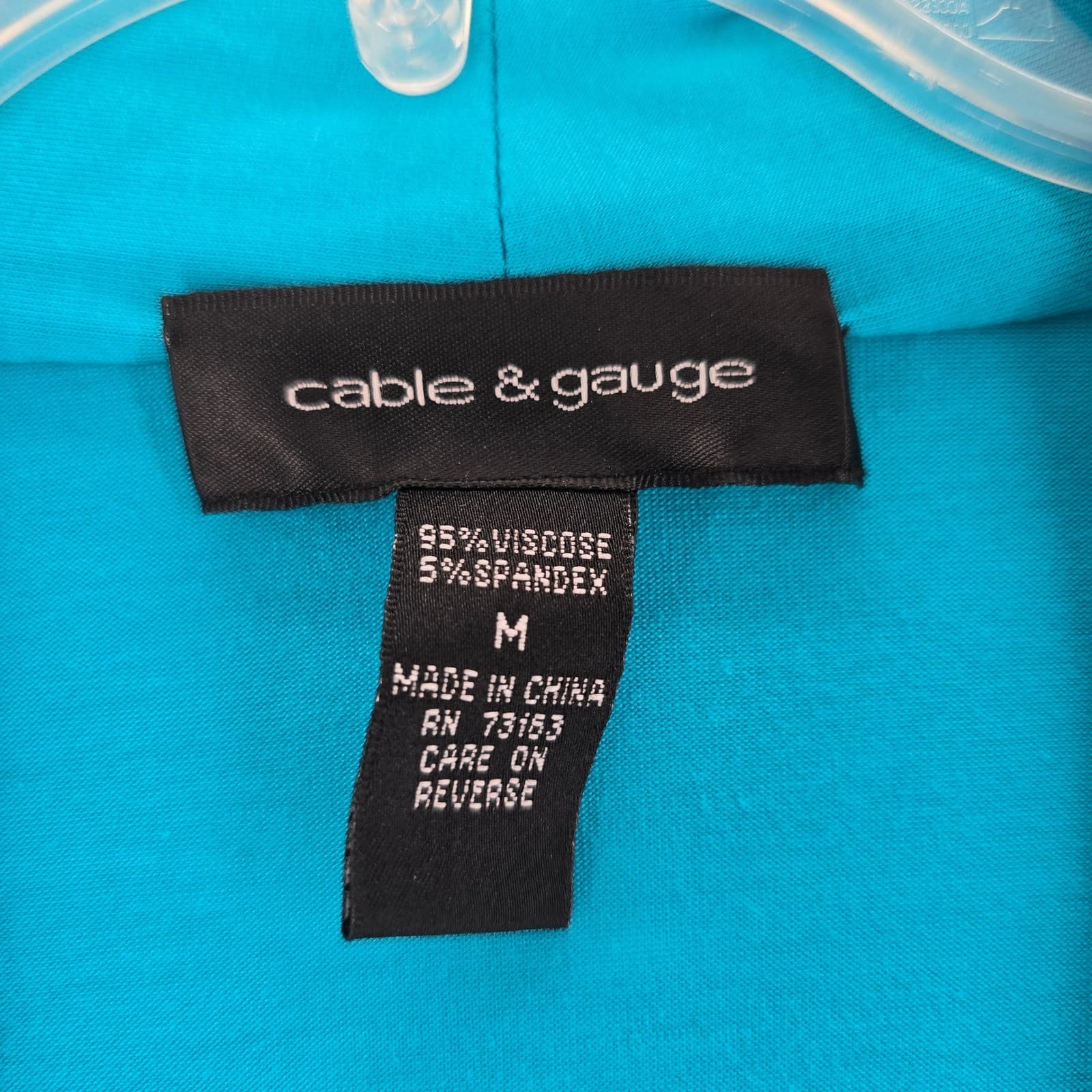Cable & Gauge Top Womens Medium Shirt Teal Blue V-Neck Twist Front Short Sleeve - Thumbnail 2