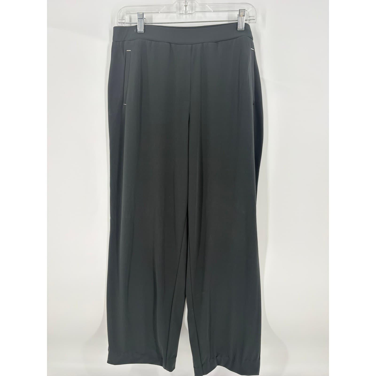 Susan Graver Black Elastic Waist Pull On Wide Leg Dressy Pants Size M