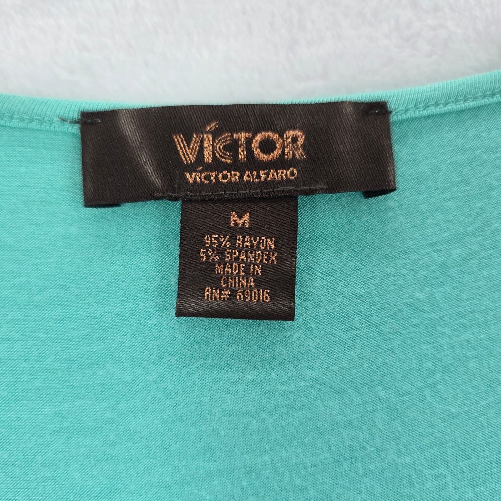 Victor Alfaro Top Womens M Short Sleeve Teal Green Pleated Scoop Neck - Thumbnail 2