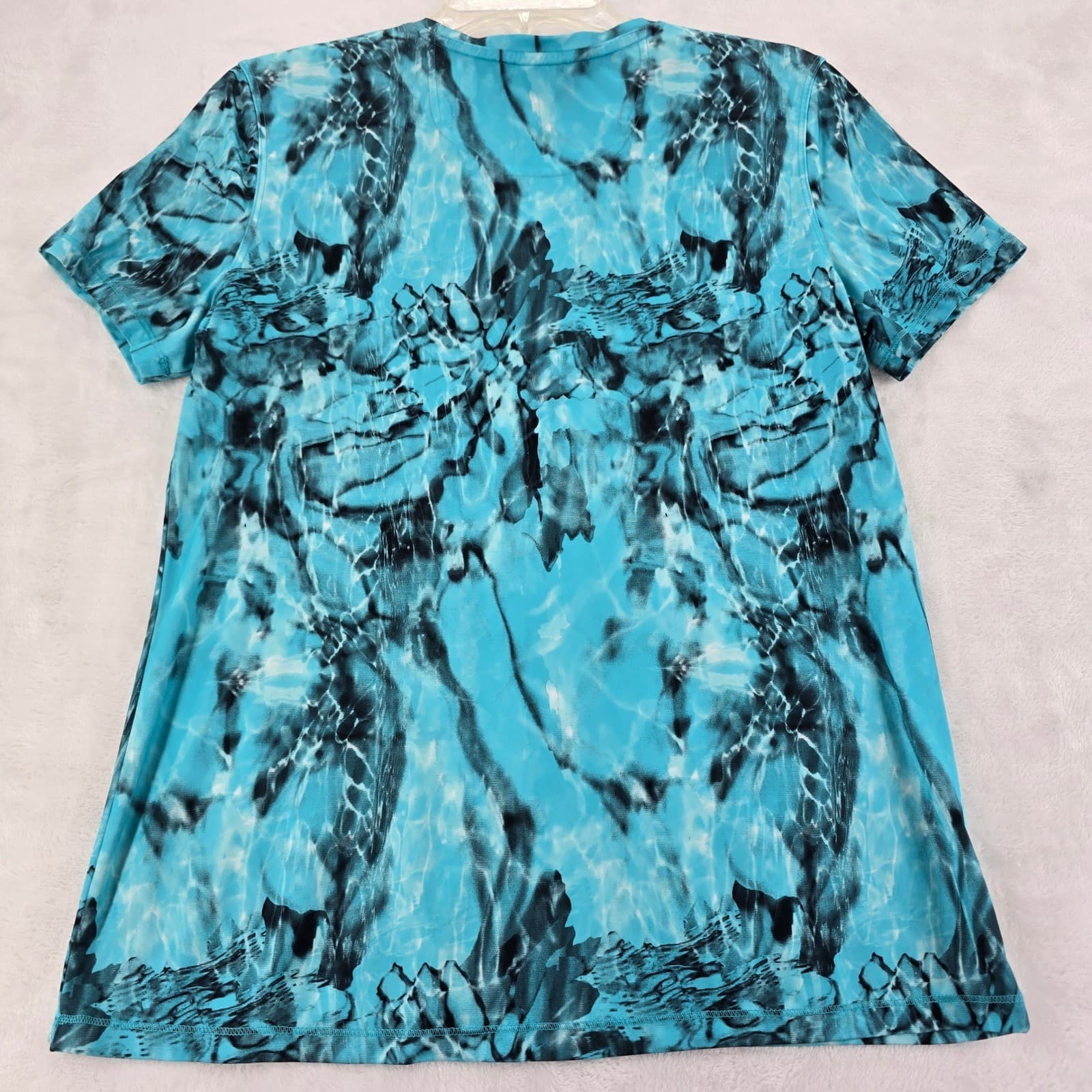 Reel Legends Shirt Womens L Performance Blue Aqua Reel-Tec V-Neck Short Sleeve - Thumbnail 6
