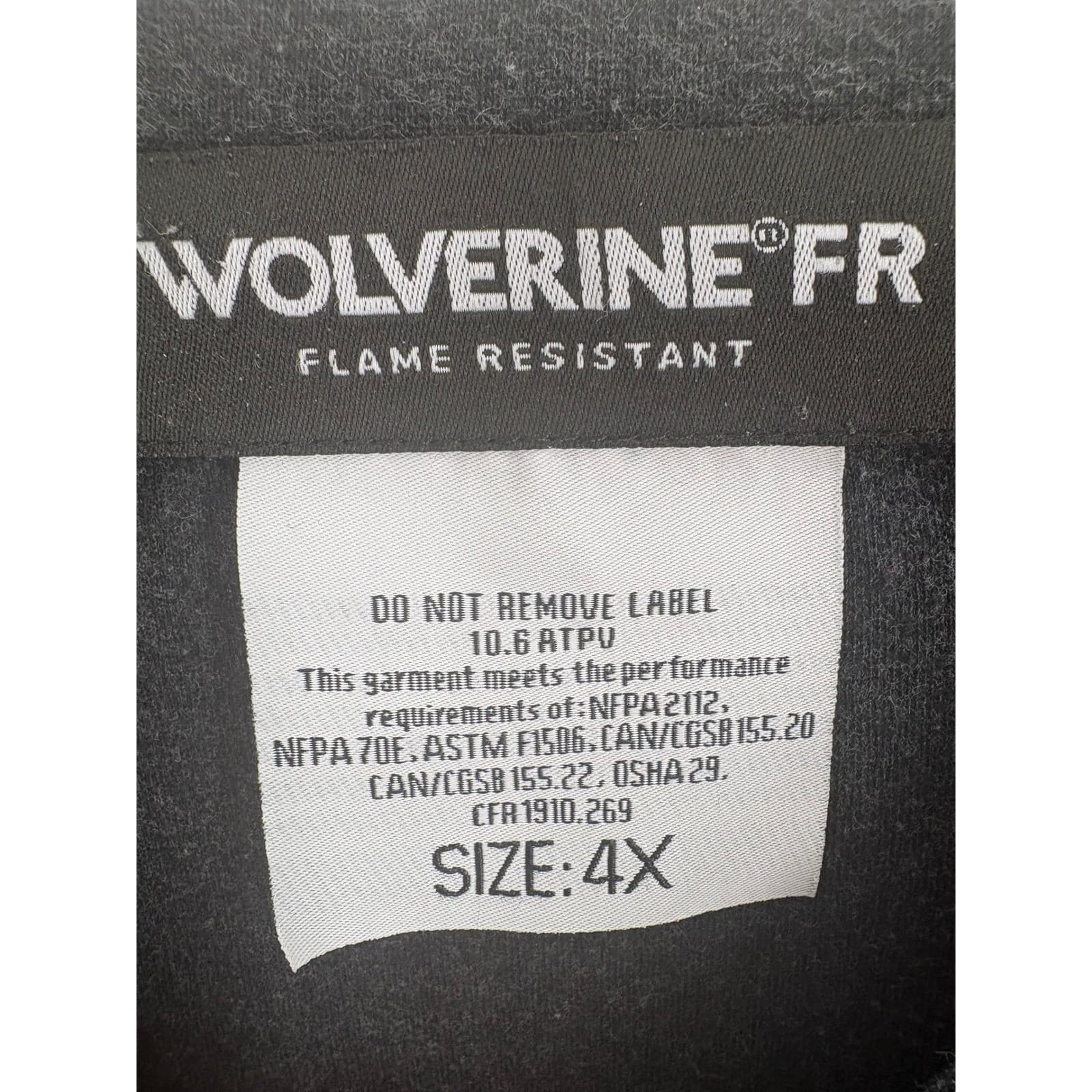 Wolverine FR Men's Flame Resistant Work Shirt Charcoal Gray Long Sleeve 4X - Thumbnail 2