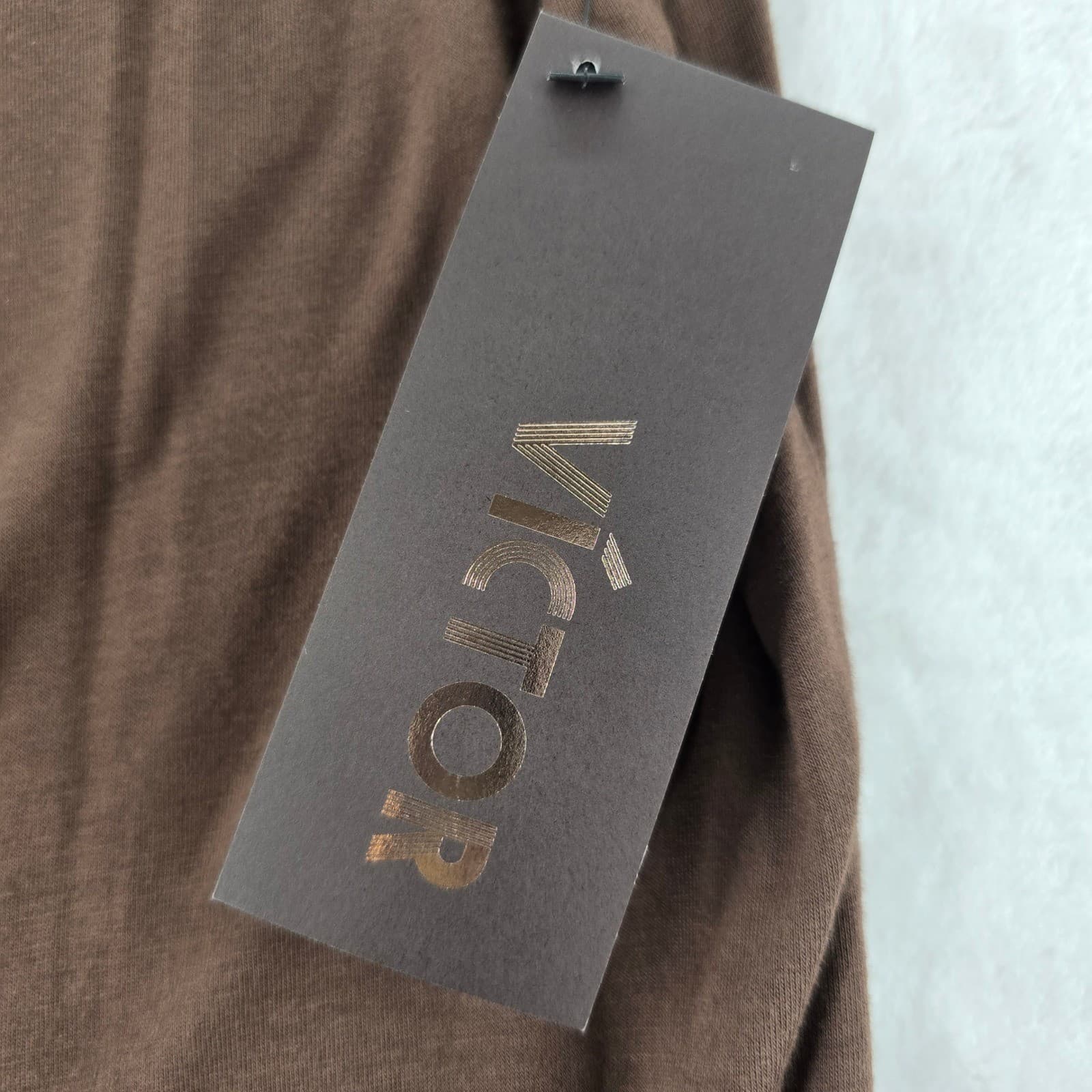 Victor Alfaro Top Womens Shirt Brown Scoop Neck Pleated Front Rayon Spandex NWT - Thumbnail 6