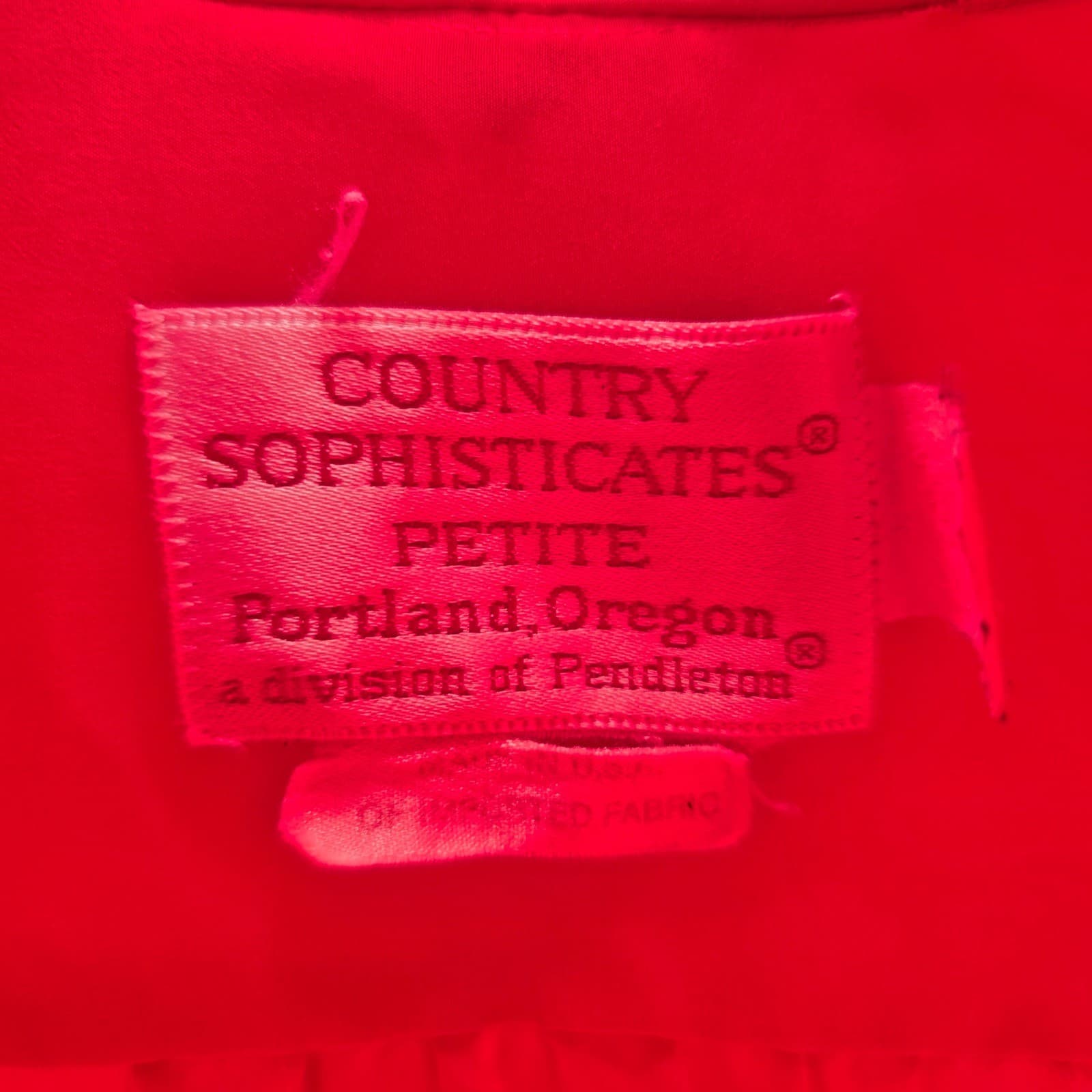 Country Sophisticates Blouse Womens Petite Red High Neck Long Sleeve - Thumbnail 2