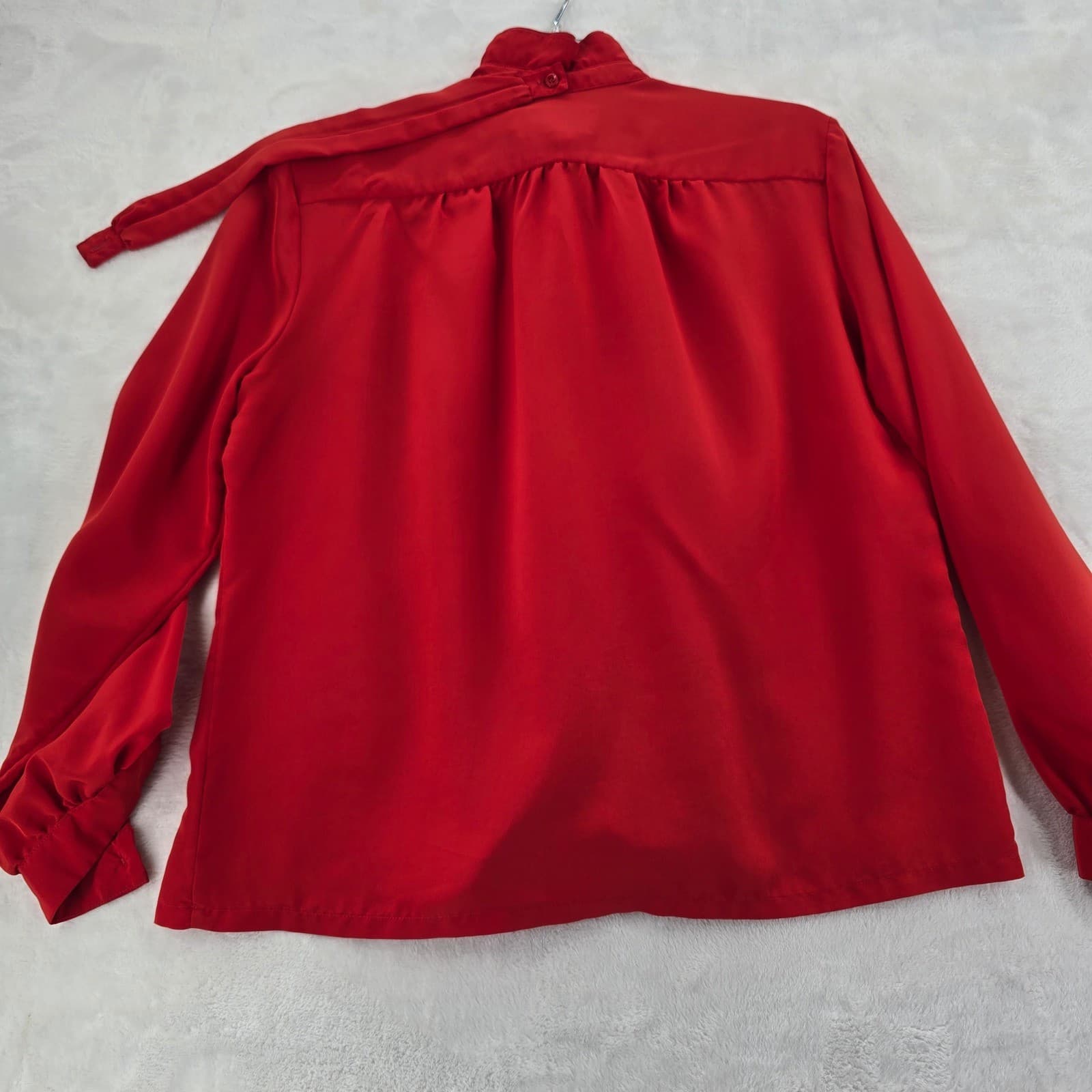 Country Sophisticates Blouse Womens Petite Red High Neck Long Sleeve - Thumbnail 6