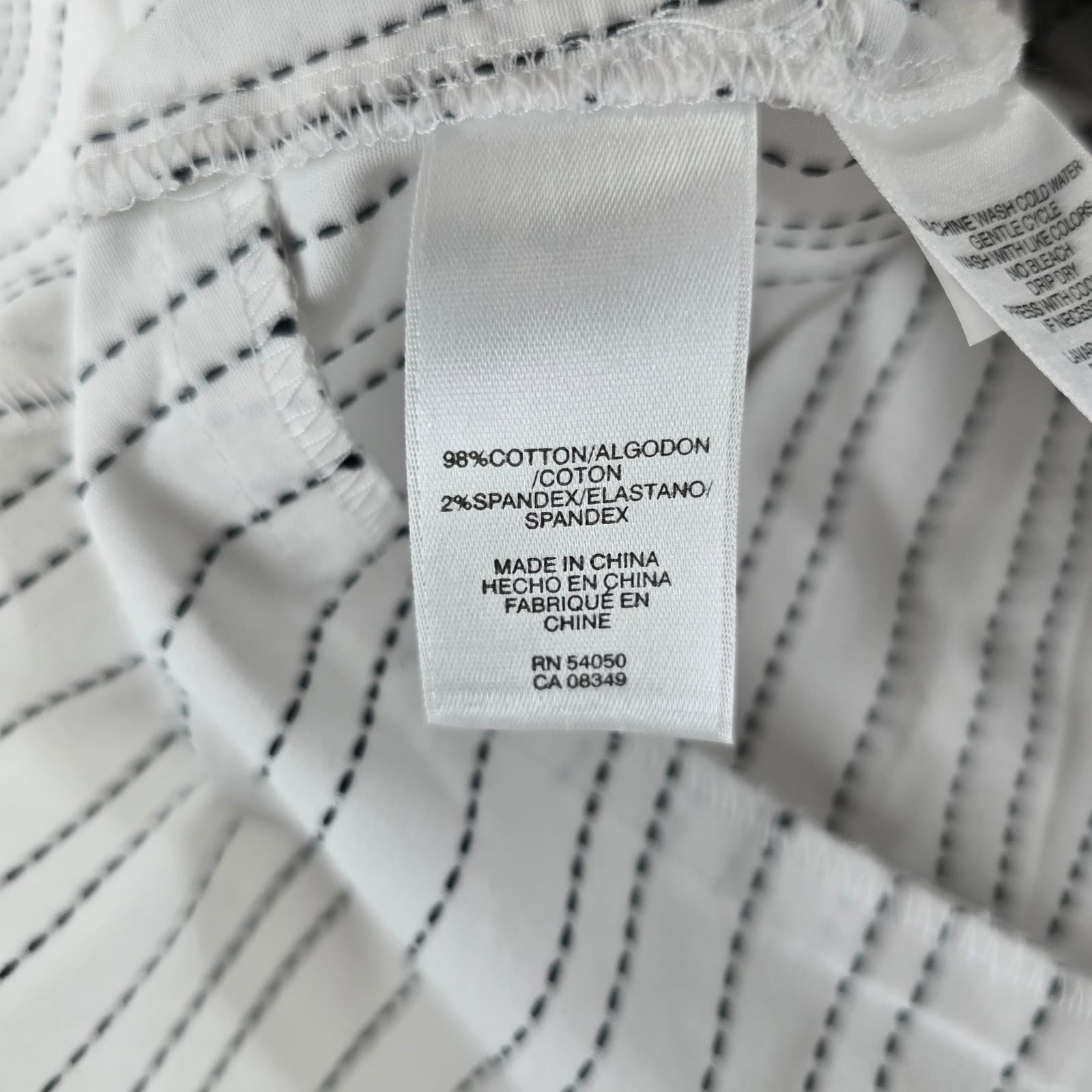 Jones New York Shirt Womens M Button Down White Pinstripe Tie Front Long Sleeve - Thumbnail 3