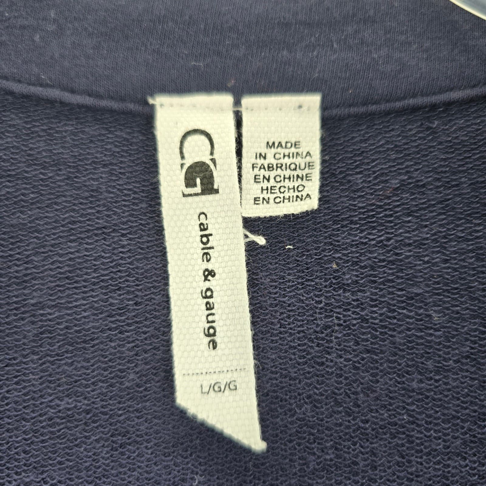 Cable & Gauge Cardigan Womens Large Open Front Navy Blue Draped Drawstring - Thumbnail 2