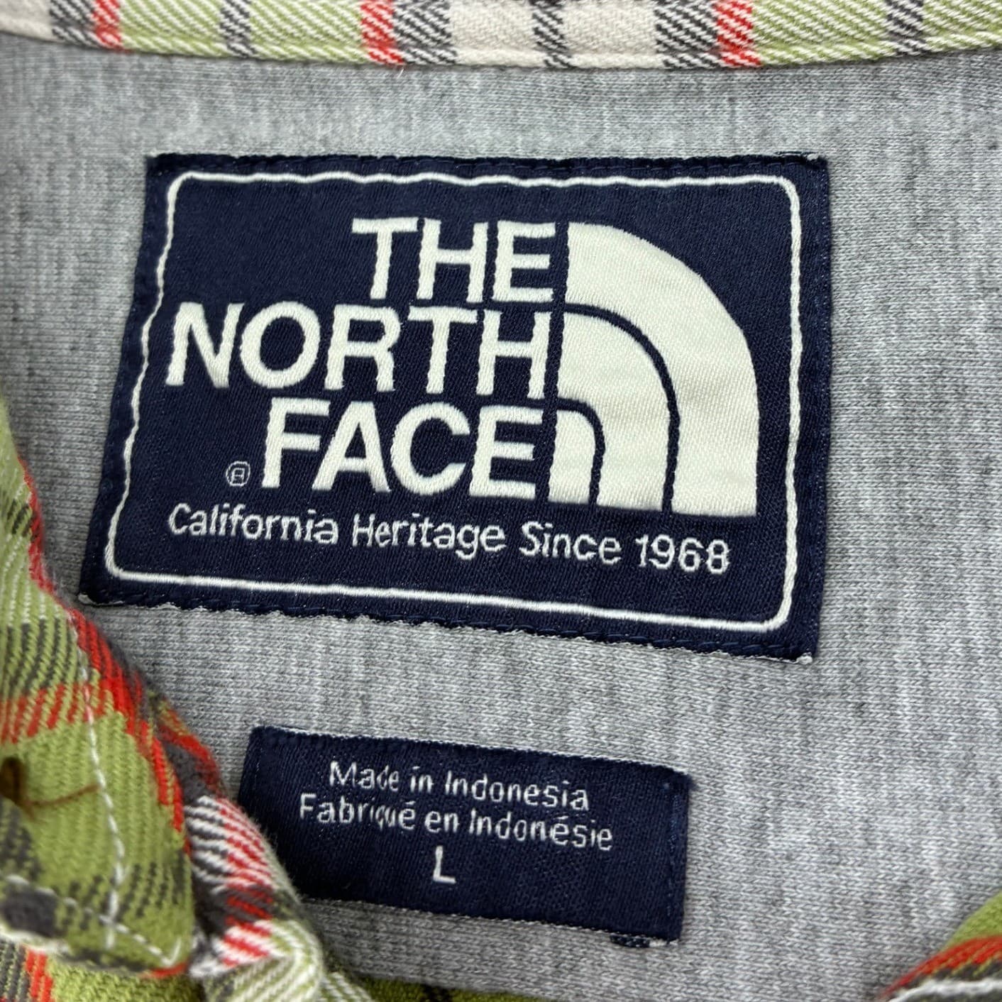 The North Face Flannel Mens Large Shirt Green Plaid Long Sleeve Button Up 6430 - Thumbnail 2