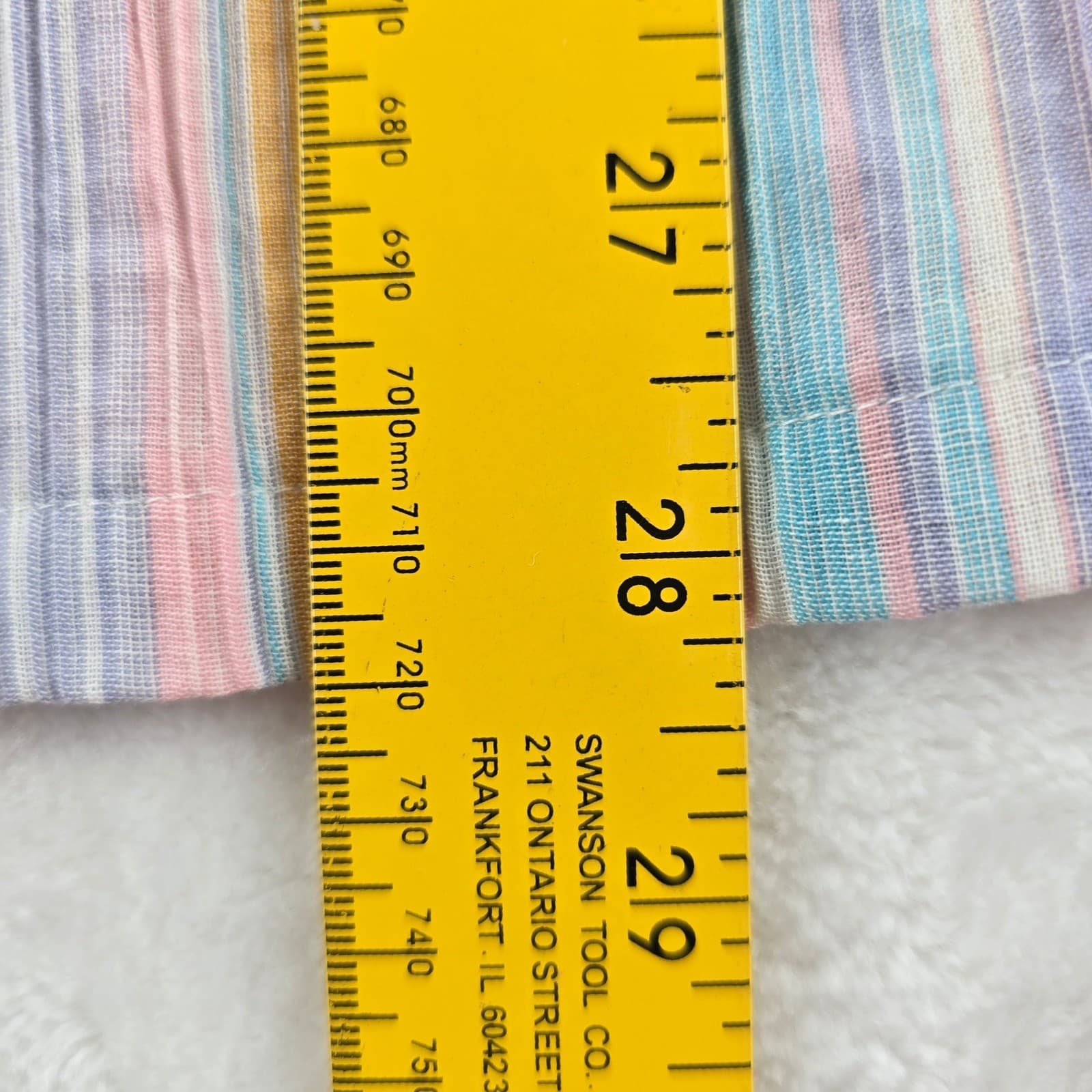 Shapely Button Up Womens L Tunic Multicolor Pastel Striped Roll Tab Sleeve - Thumbnail 4