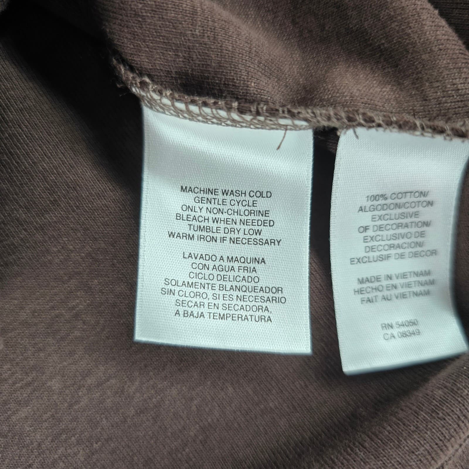 Jones New York Top Womens M Shirt Brown Cotton Split Neck 3/4 Sleeve - Thumbnail 4