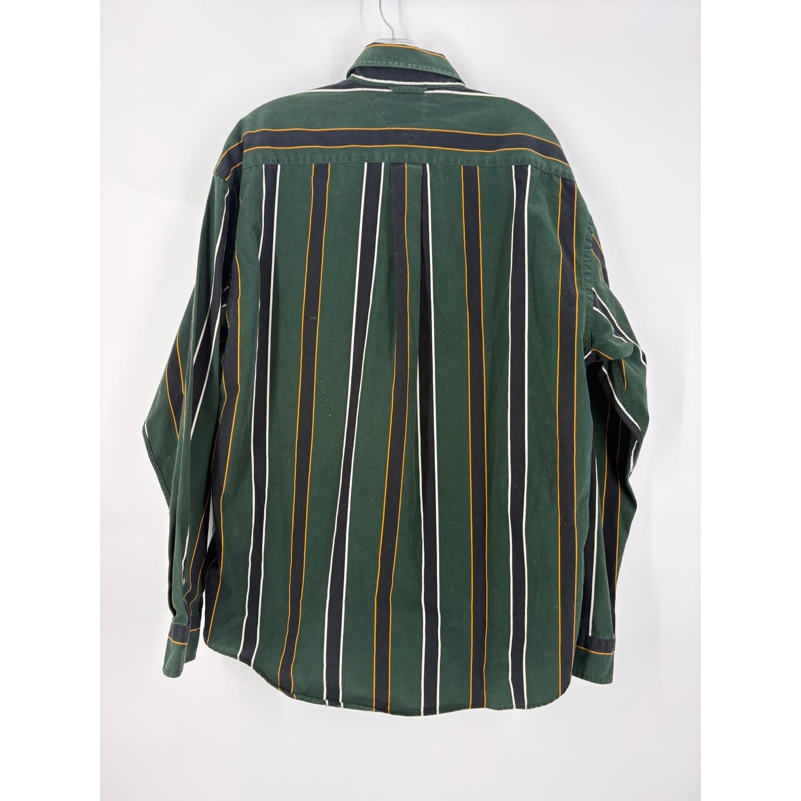 Tommy Hilfiger Men's Green Striped Button Down Shirt Size L Long Sleeve - Thumbnail 4