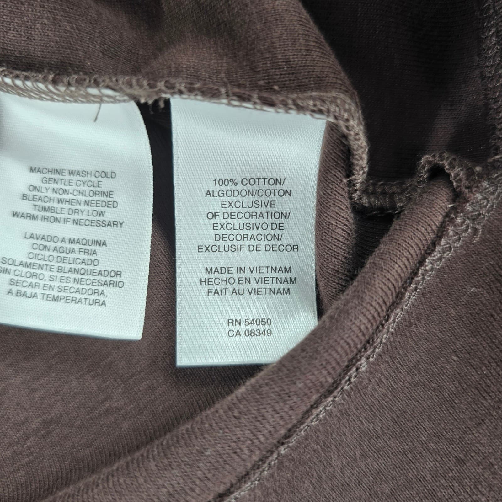 Jones New York Top Womens M Shirt Brown Cotton Split Neck 3/4 Sleeve - Thumbnail 3