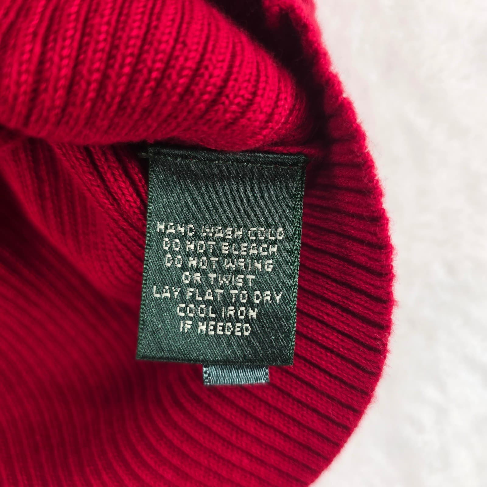 Lauren Ralph Lauren Sweater Womens PL Pullover Red Ribbed Button Shoulder NWT - Thumbnail 5