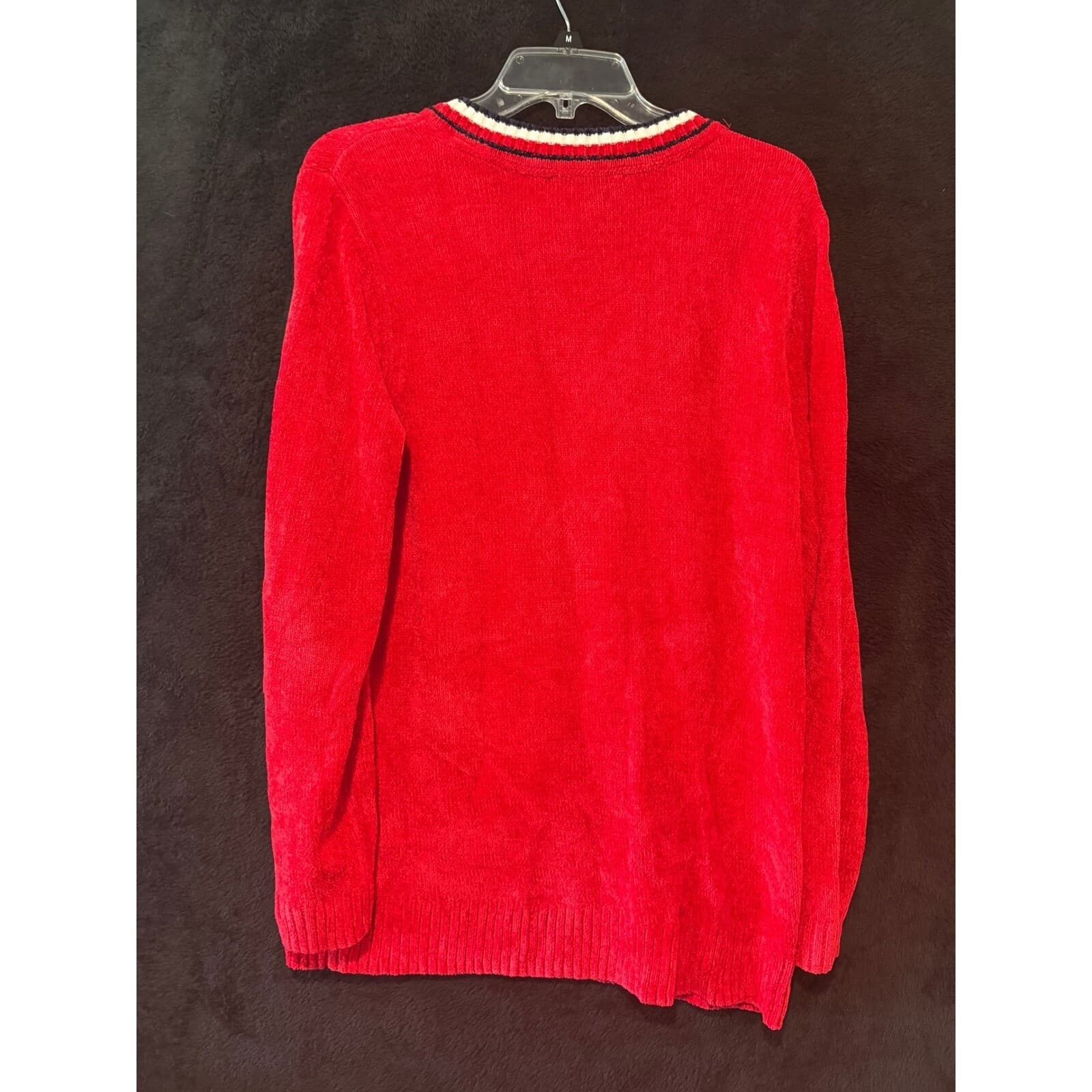 Tommy Hilfiger Sweater Mens L Red V-Neck Knit Pullover Classic Fit Large - Thumbnail 6
