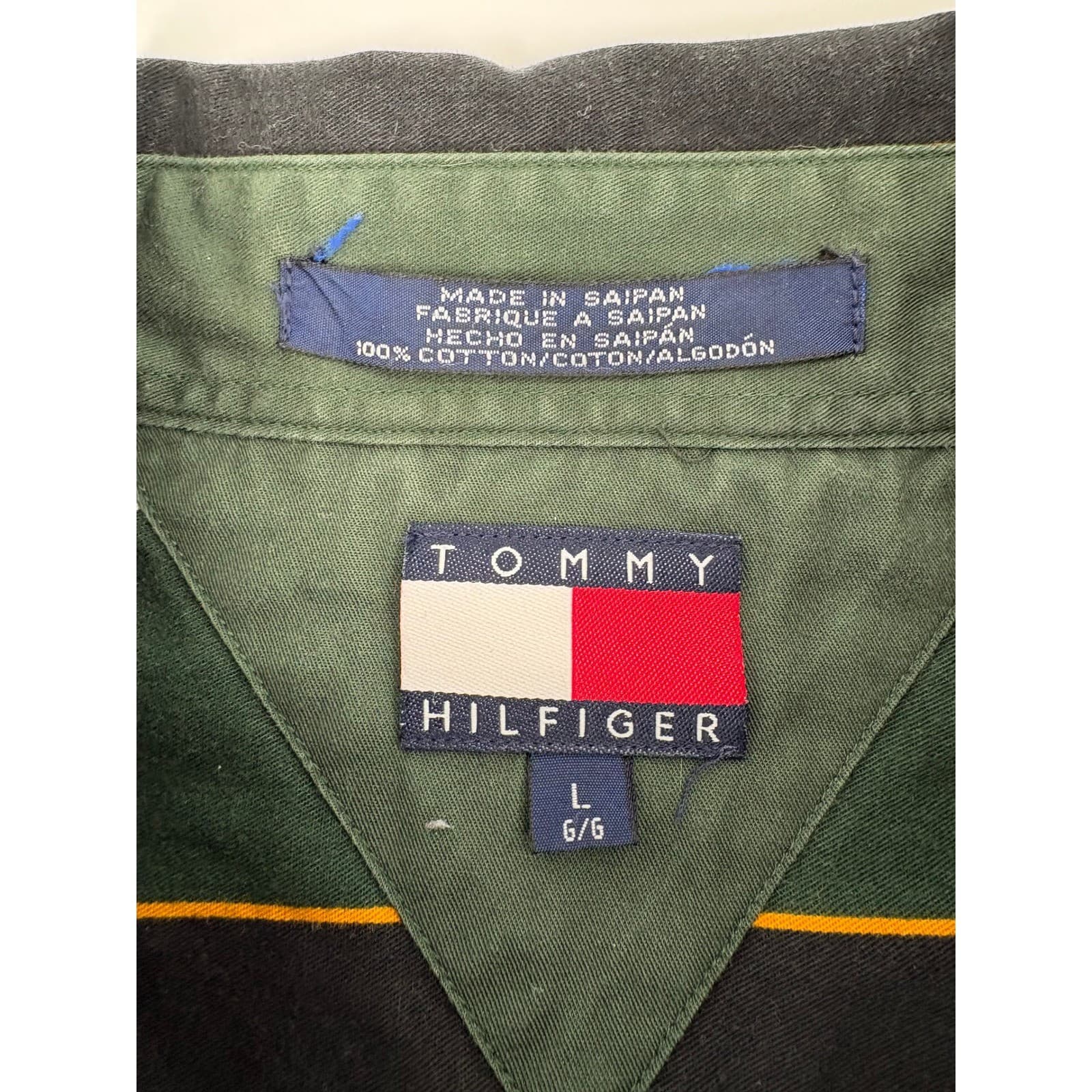 Tommy Hilfiger Men's Green Striped Button Down Shirt Size L Long Sleeve - Thumbnail 5