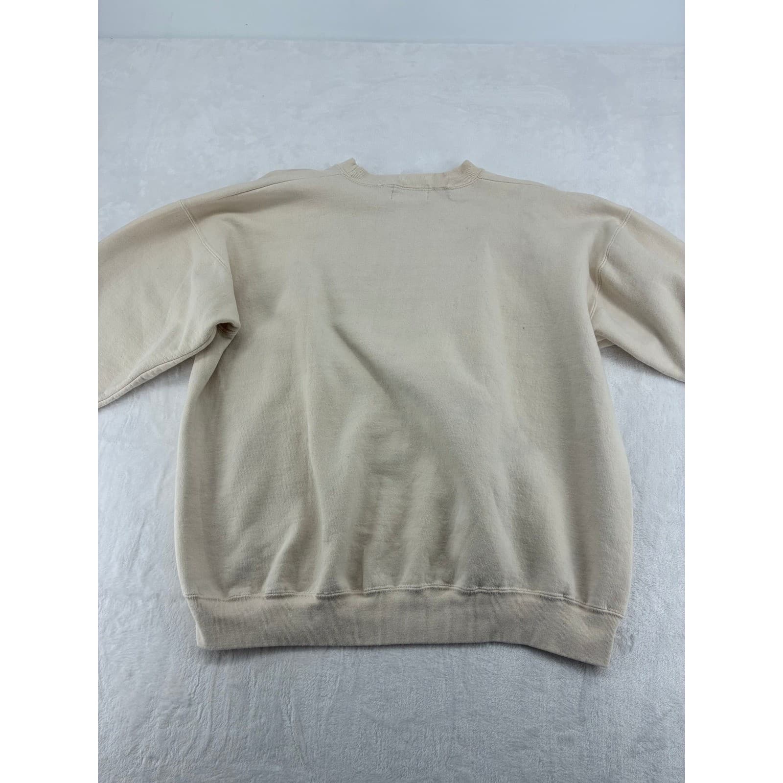 Tommy Hilfiger Sweatshirt Mens XL Crewneck Cream Embroidered Logo Vintage Stains - Thumbnail 5