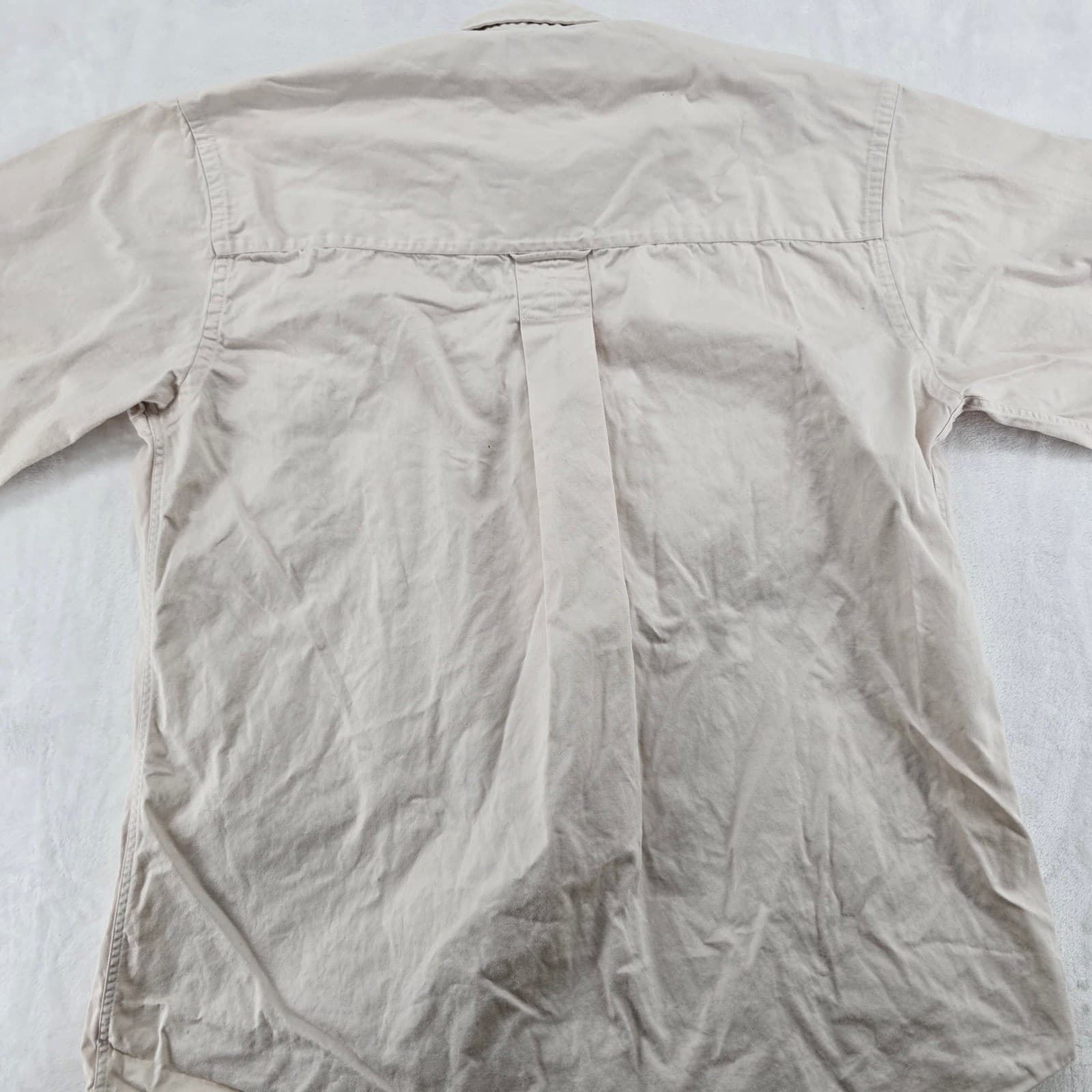 Roundtree & Yorke Button Down Mens M Shirt Beige Short Sleeve Cotton - Thumbnail 7