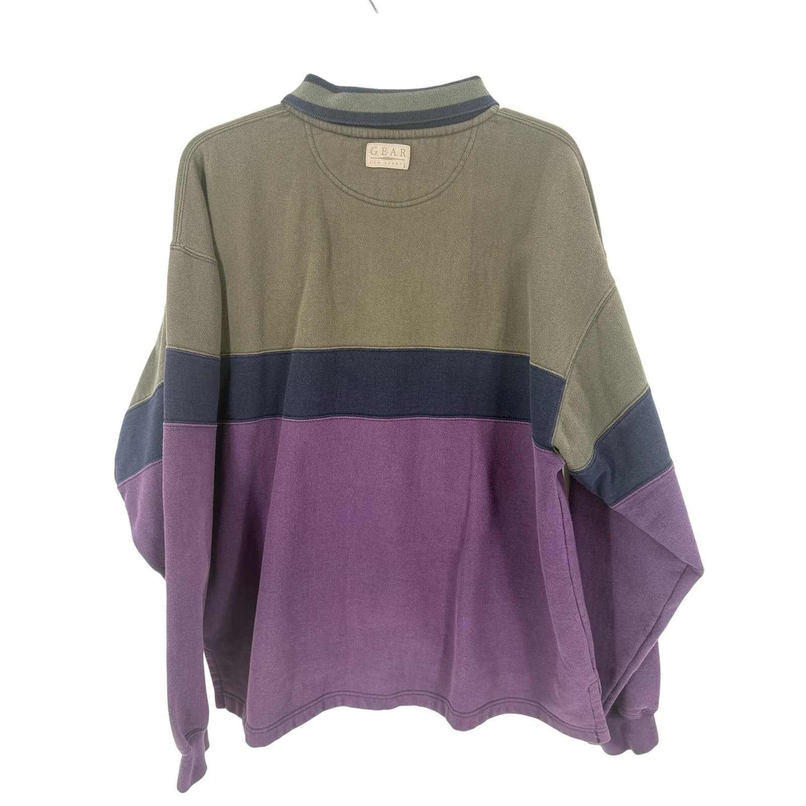 Gear For Sports Rugby Sweatshirt Mens M Pullover Purple Green Colorblock Vintage - Thumbnail 3