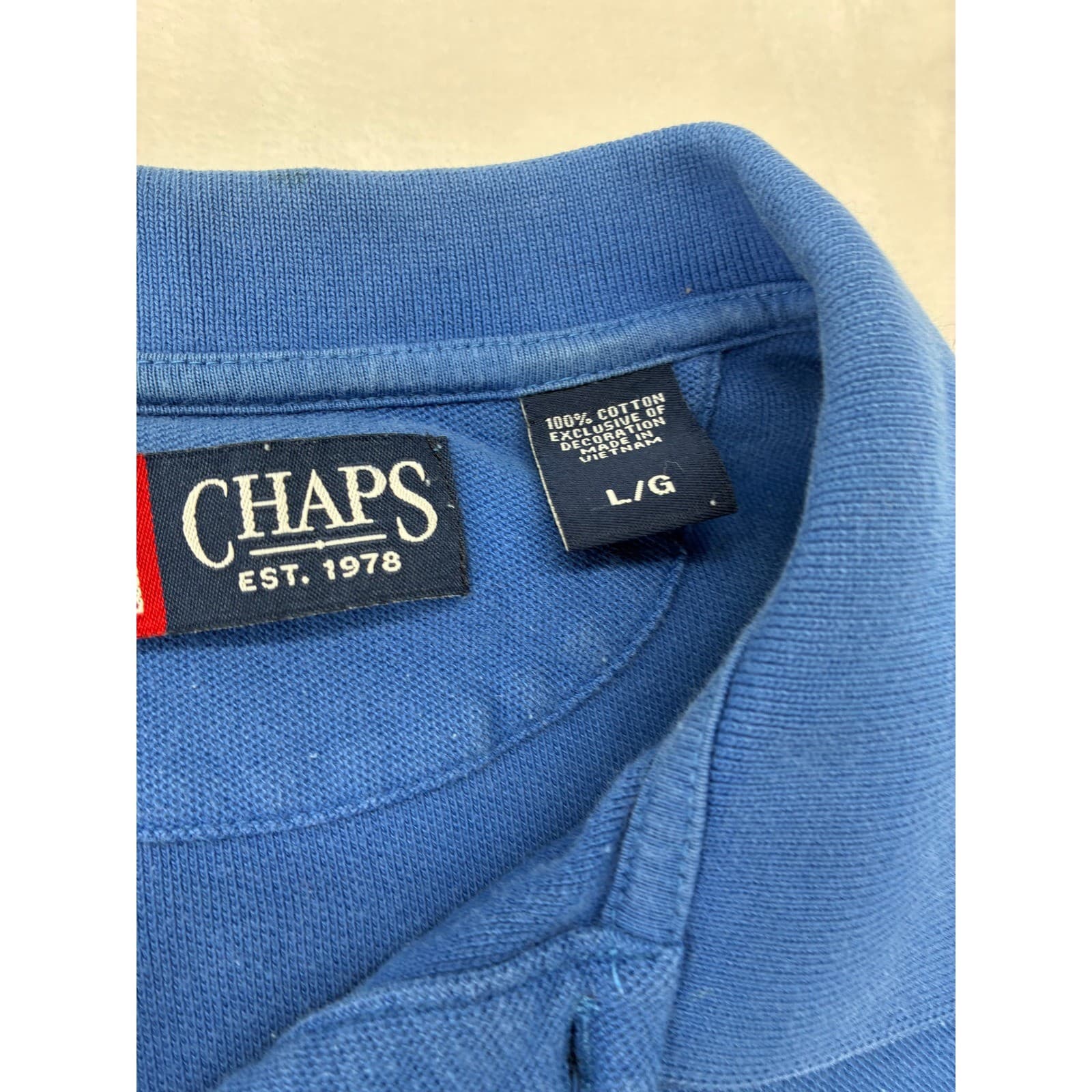 Chaps Polo Shirt Womens Large Polo Blue Short Sleeve Cotton Solid Logo - Thumbnail 2