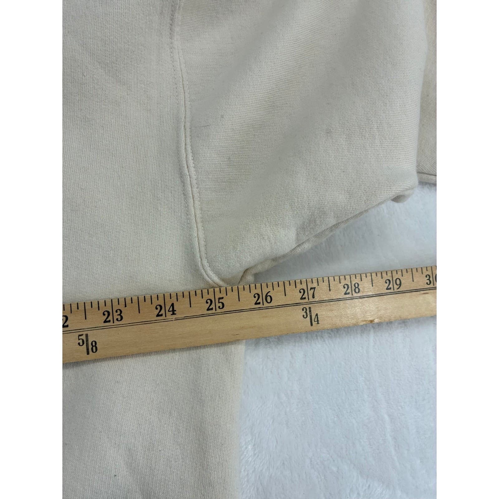 Tommy Hilfiger Sweatshirt Mens XL Crewneck Cream Embroidered Logo Vintage Stains - Thumbnail 4